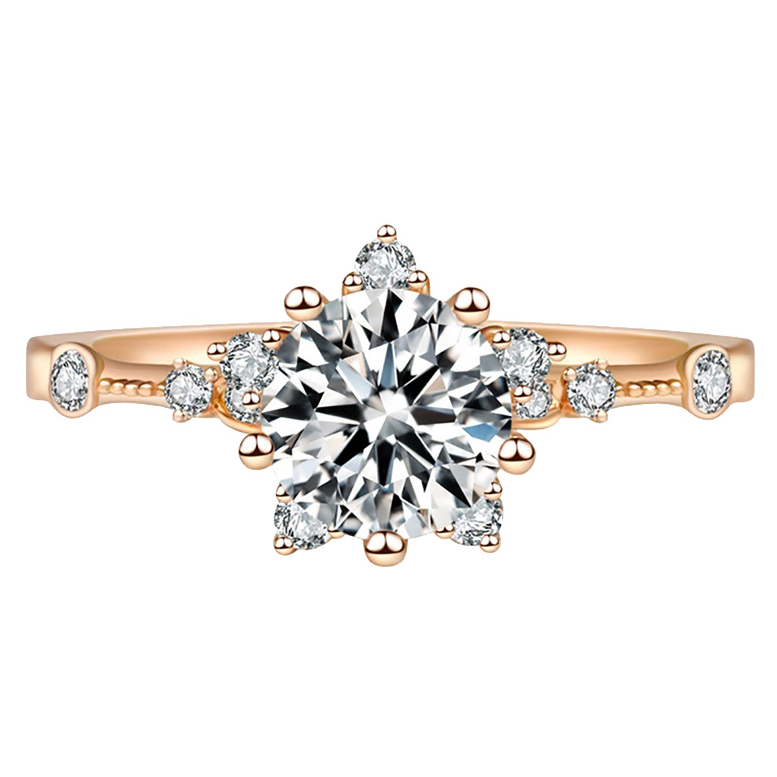 Elegant Leaf Statement Ring for Women & Men - Micro Inlaid Zircon Snowflake Open Cocktail Party Jewelry - Luxury Fashion Accessory Gift (Gold, One Size) - Perfect for Weddings, Anniversaries & Special Occasions