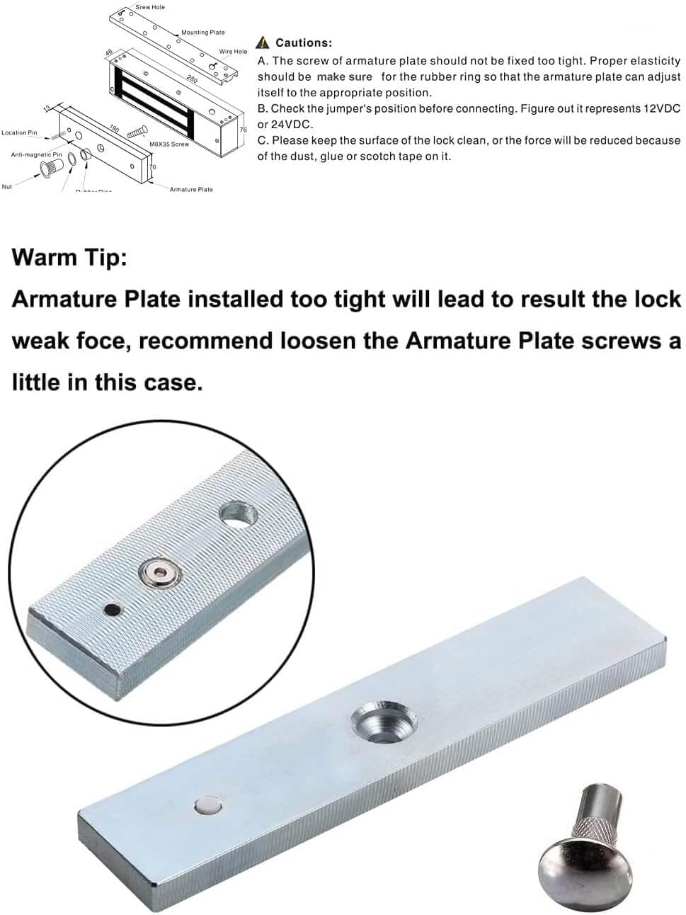 500KG/1200LBS Heavy Duty Electric Magnetic Lock - 12V Fail Safe NC Mode Electromagnetic Lock for Single Door Access Control System | Ideal for Offices, Homes & Security Gates