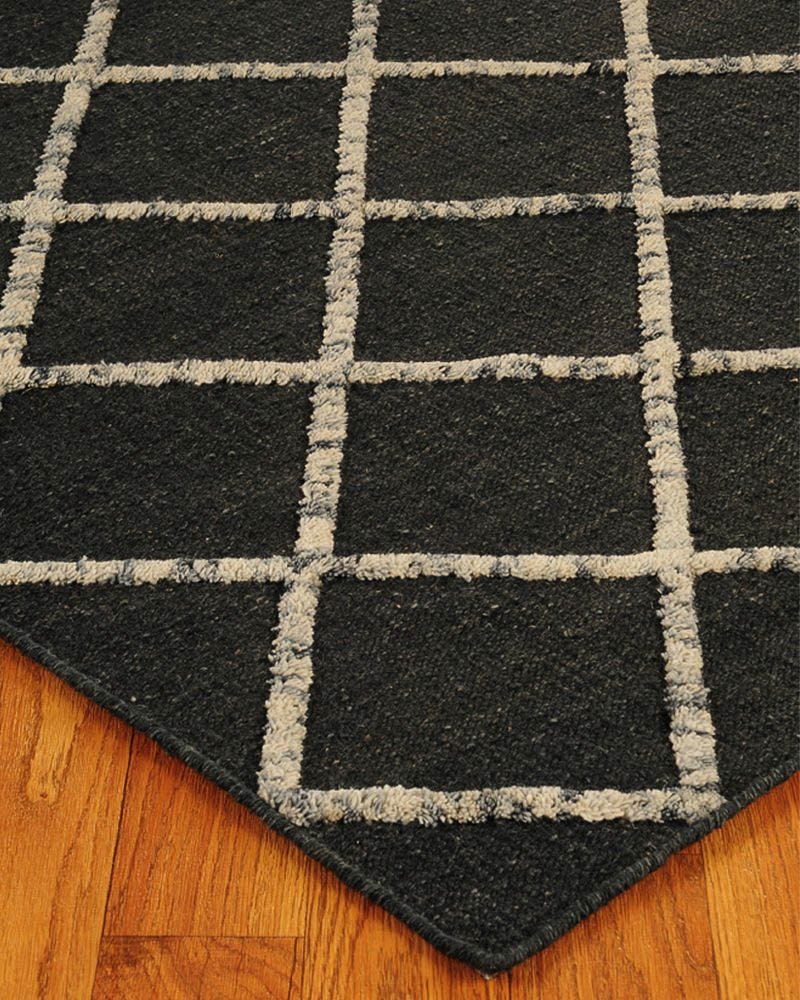 Handwoven Black Wool Area Rug 8' x 10' - Natural Fiber Living Room & Bedroom Rug - Eco-Friendly Home Decor for Cozy Spaces - Perfect for Modern Farmhouse, Boho Chic & Scandinavian Style Interiors
