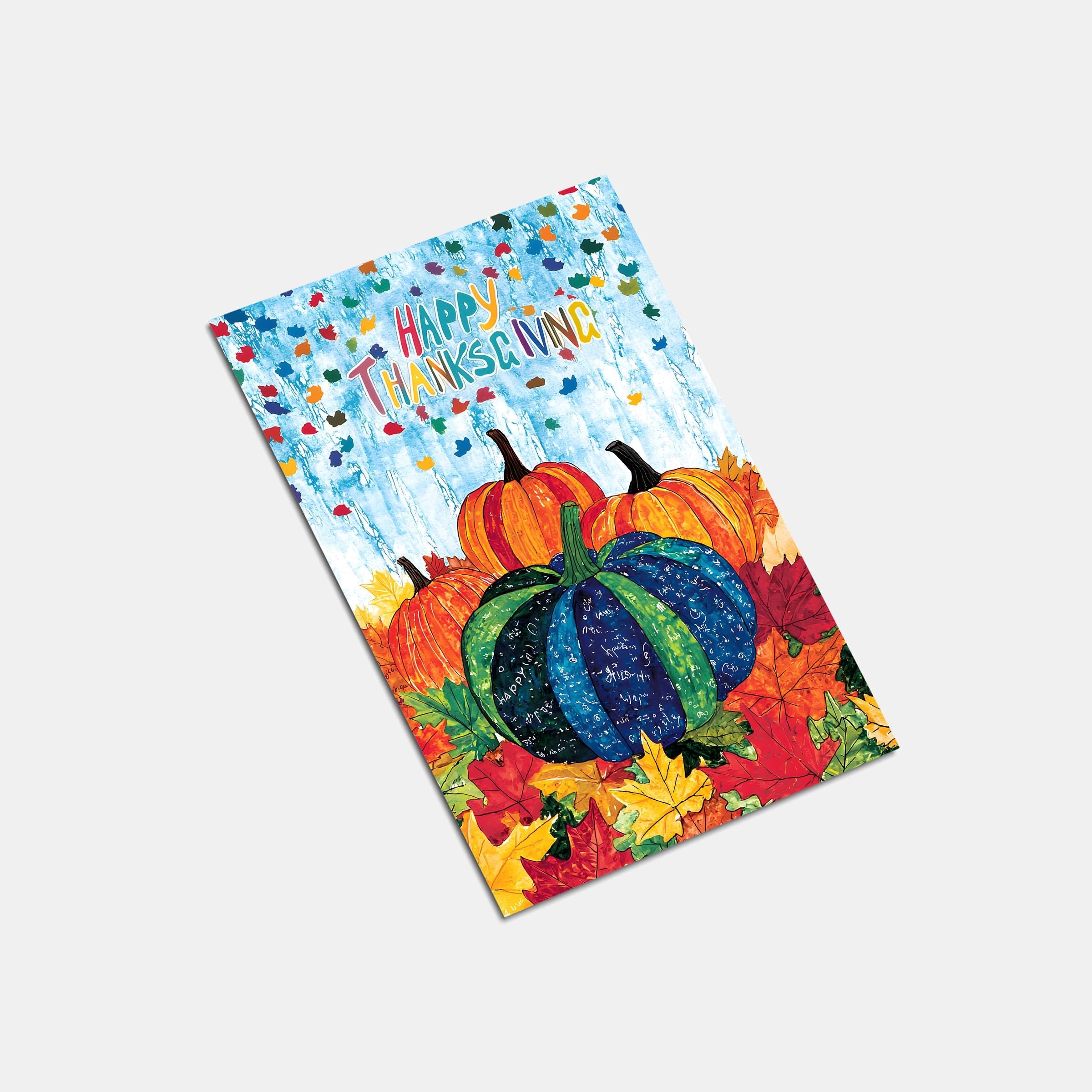 Colorful Pumpkin Thanksgiving Card - Digital Download by George Miller | Printable Holiday Greeting Card for Family & Friends