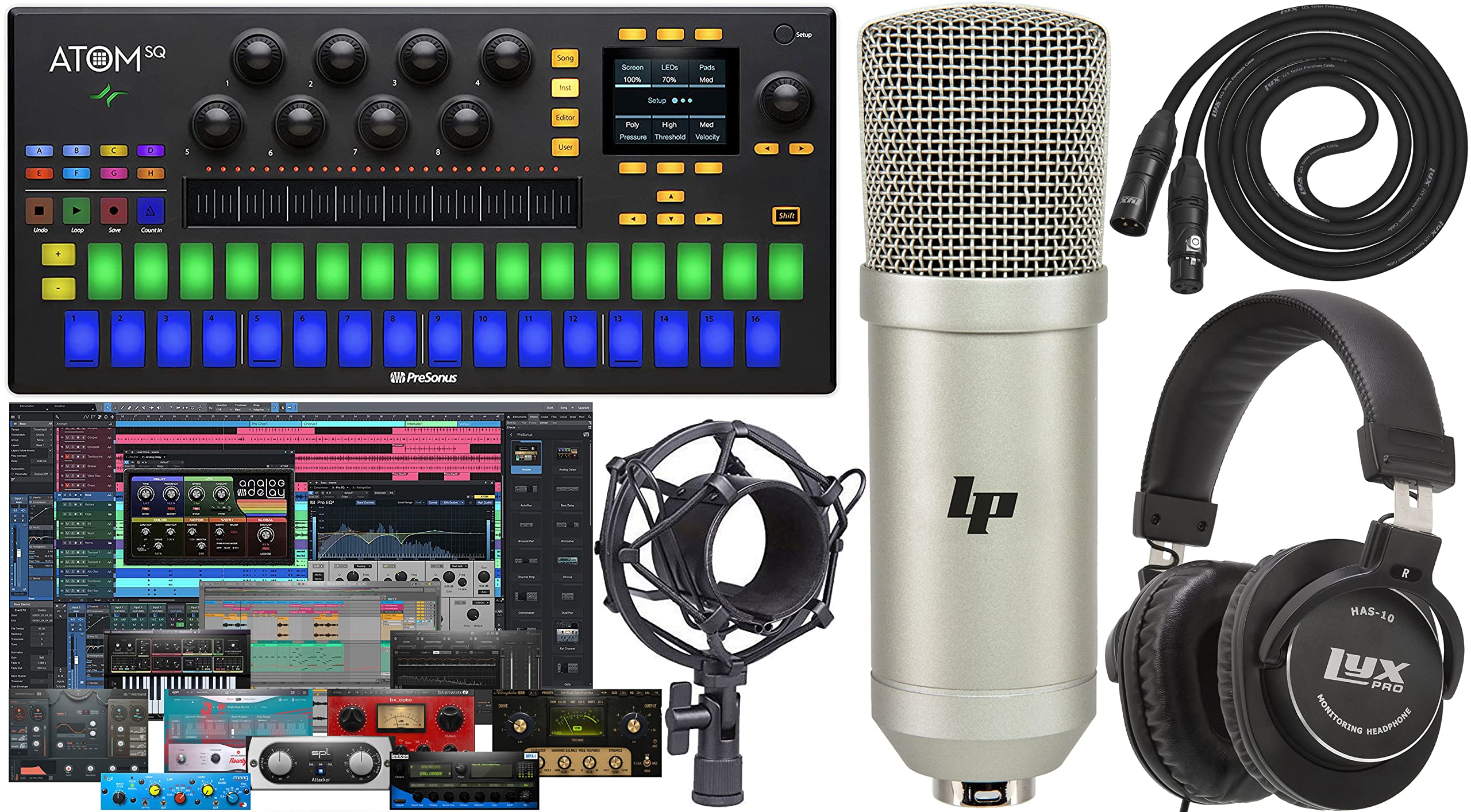 LyxPro PreSonus Atom SQ Hybrid MIDI Keyboard & Pad Controller with Studio One Artist & Ableton Live Lite DAW Software - Perfect for Music Production, Beat Making & Home Studio Recording