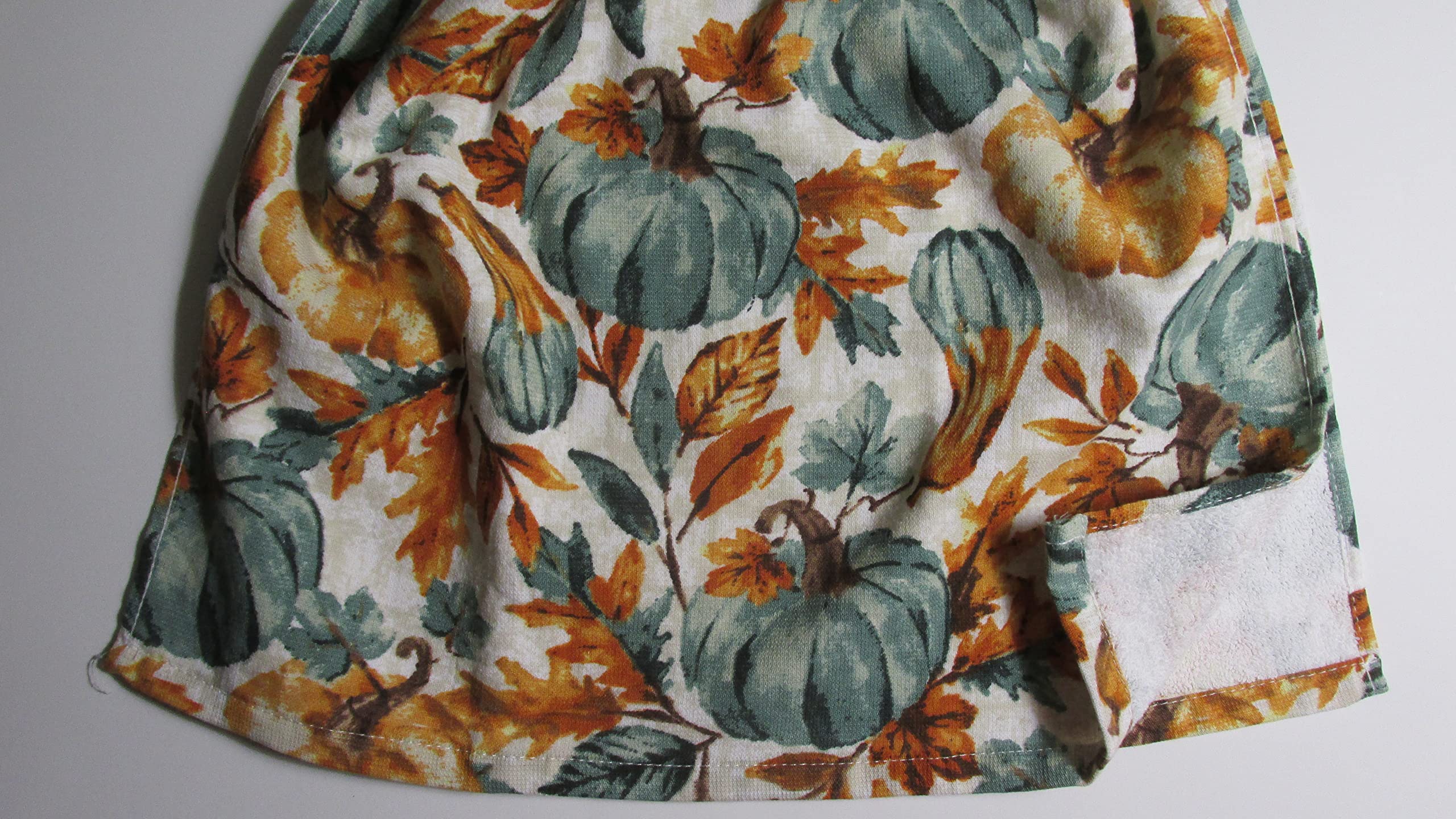 Mustard Cotton Crochet Top with Pumpkins & Gourds Design - Double Layer Fall Hanging Towel for Kitchen Decor, Thanksgiving Table Setting, and Autumn Home Decoration