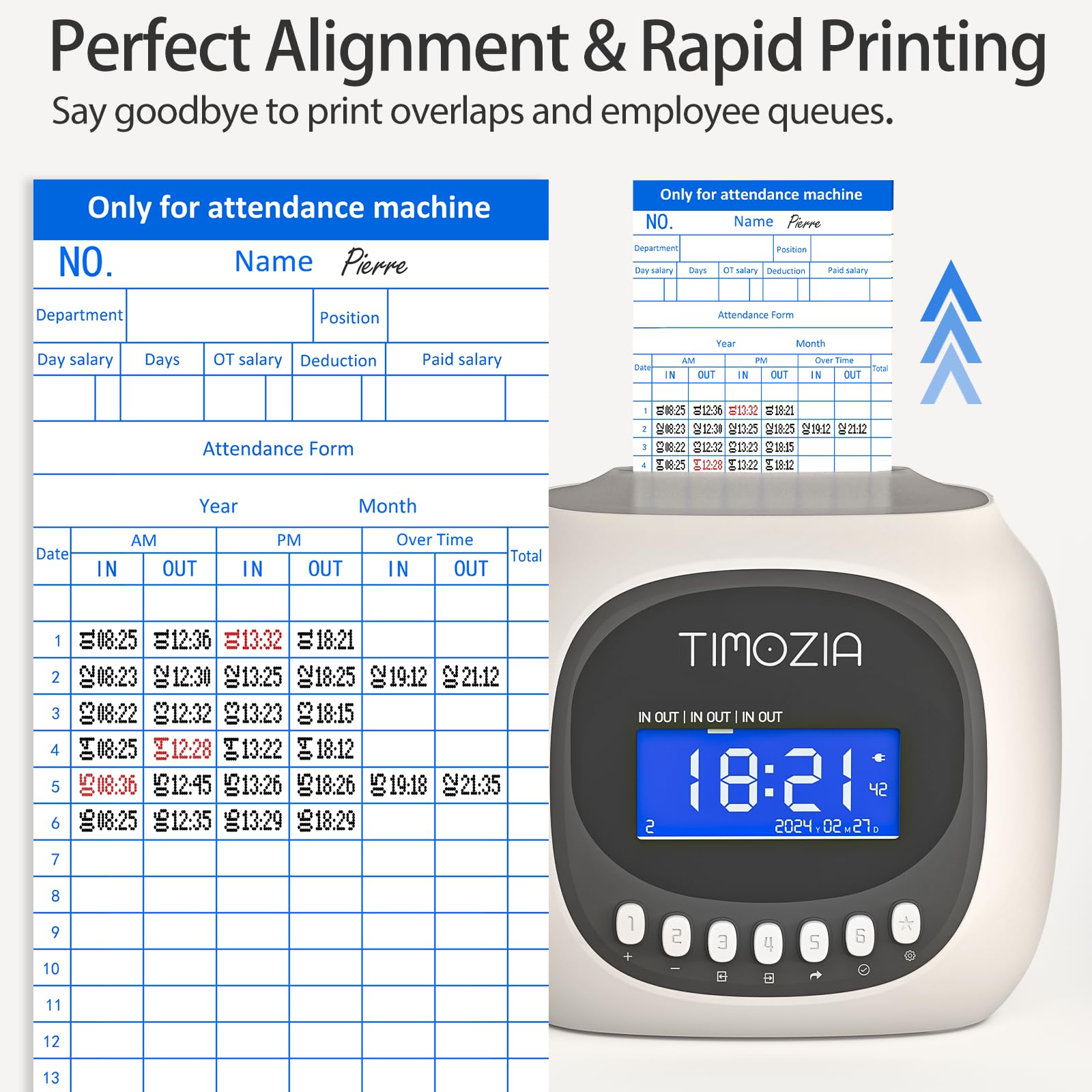 Employee Time Clock for Small Business - Auto-Align Punch Card Machine with 100 Time Cards, 2 Ink Ribbons & 4 Racks (Military/24-Hour Format) - Perfect for Shift Tracking, Payroll Management & Office Time Attendance Systems