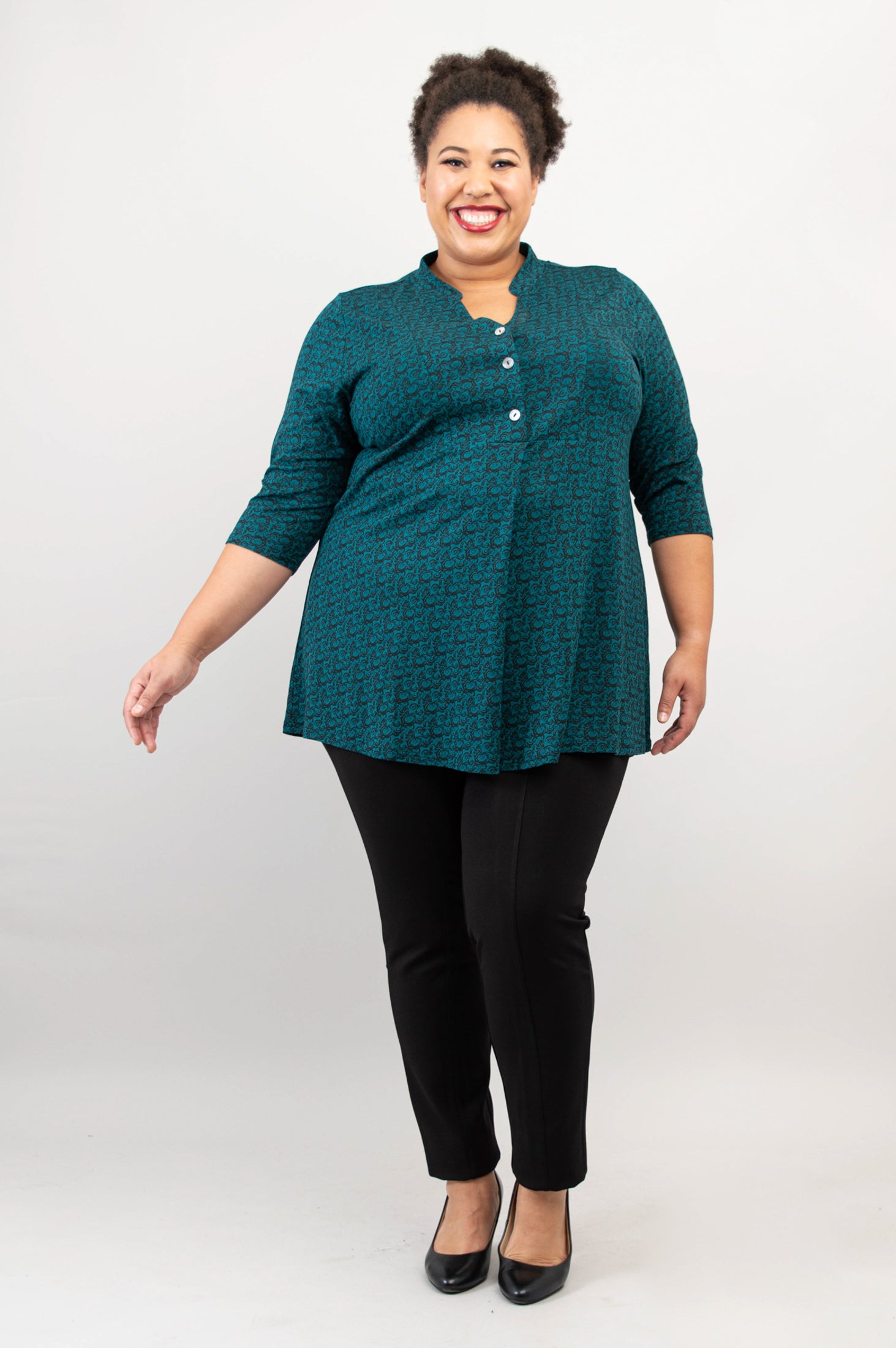 Edwina Top - Stylish Ocean Waves Print Bamboo Blouse | Perfect for Summer Beach Outfits & Casual Wear