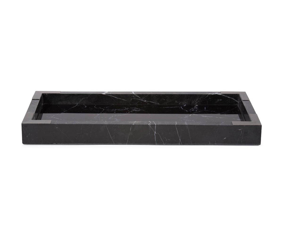 Elegant Black Mirrored Marble Tray - Decorative Serving Tray for Jewelry, Perfume & Home Decor | Perfect for Vanity, Bathroom & Gift Giving