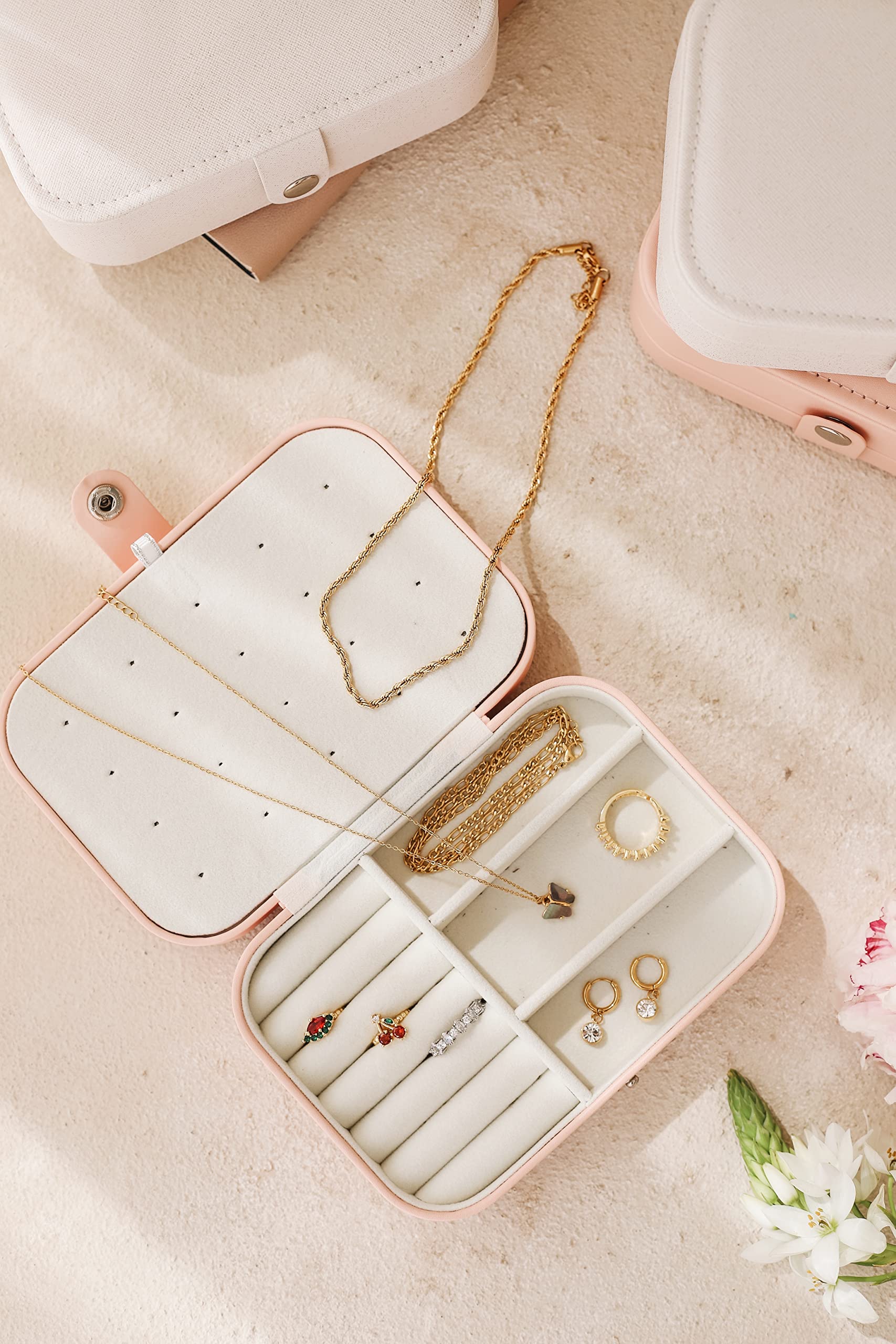 Custom Travel Jewelry Organizer Box with Ring Holder - Stylish Jewelry Storage for Women, Perfect Bridesmaid Gift & On-the-Go Accessory for Travel, Weddings, and Daily Use