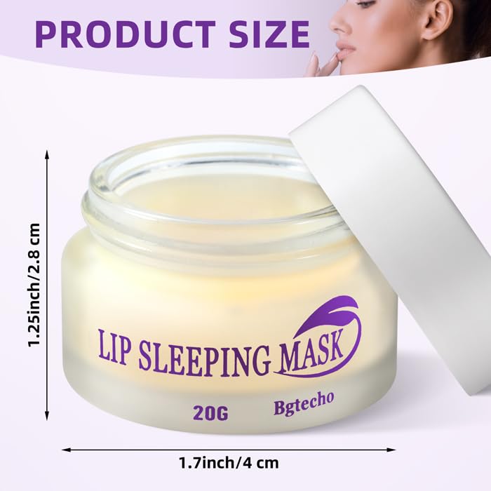 Overnight Lip Sleeping Mask with Collagen & Peptide Complex - Hydrating Lip Balm for Dry, Cracked Lips & Wrinkle Repair - Nourishing Lip Care Treatment (20g) - Perfect for Nighttime Lip Therapy & Daily Moisturizing
