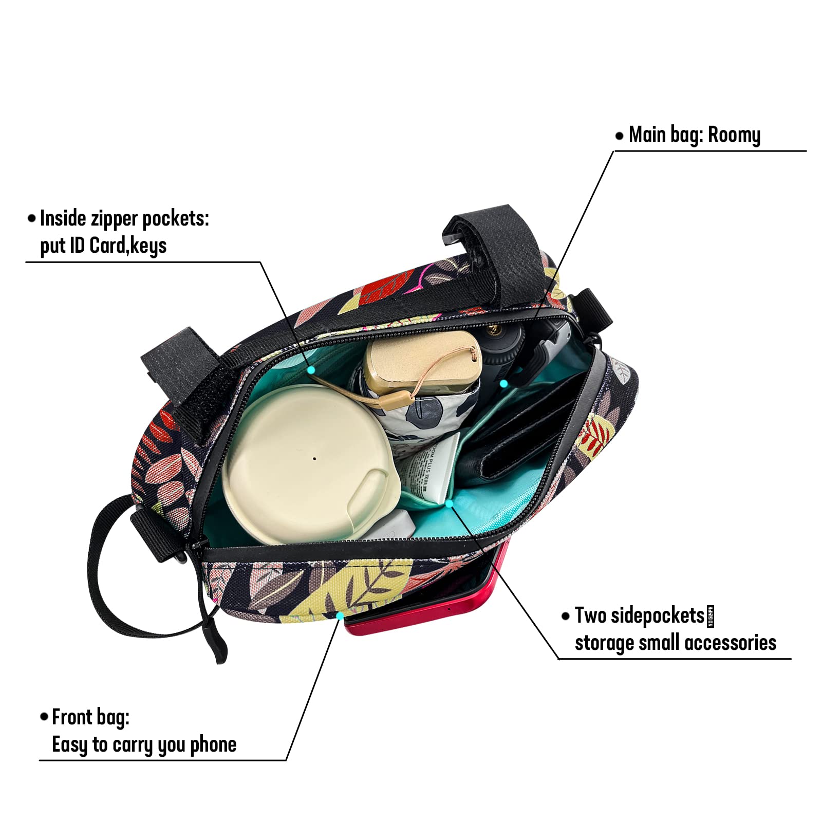 **YEEGO DIRECT Waterproof Bike Handlebar Bag - Multifunctional Front Bicycle Bag for Men & Women - Crossbody Shoulder Bag for Cycling, Scooters & Outdoor Activities (Black)**