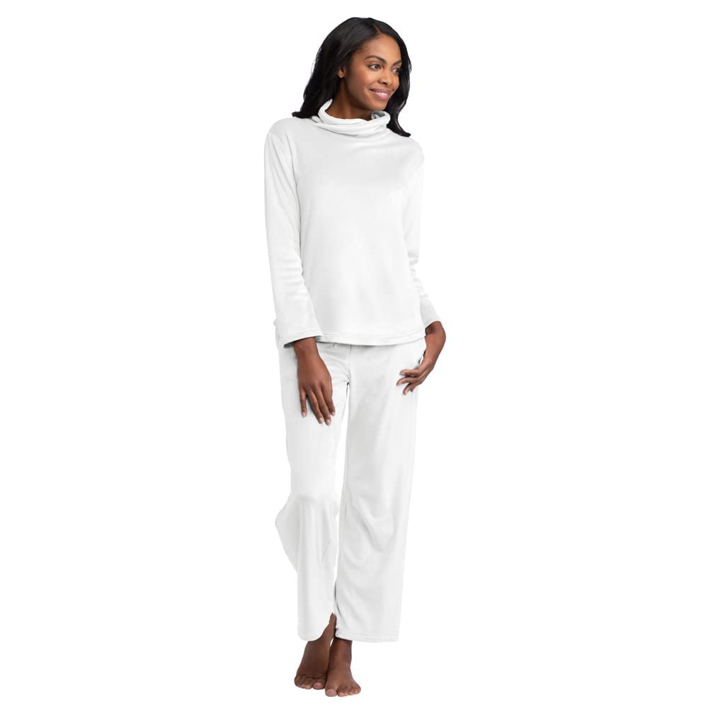Softies Feather Velour Funnel Neck Lounge Set for Women - Cozy Two-Piece Pajama Set with Long Sleeve Top & Pants - Perfect for Home Relaxation, Lounging & Sleepwear