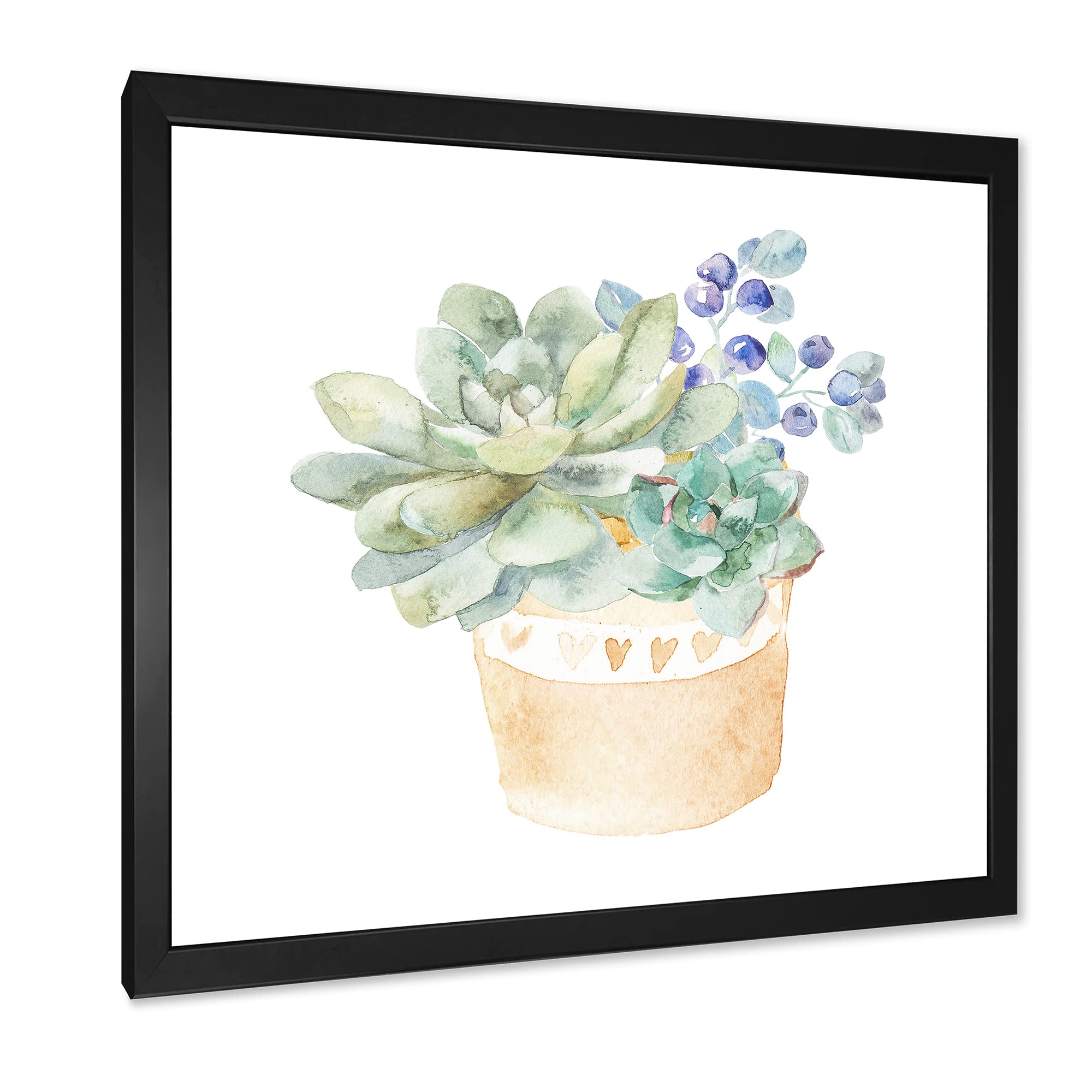 Succulent Flower in Terracotta Pot - Traditional Framed Wall Art for Home & Office Decor | Perfect for Living Room, Bedroom, or Gift