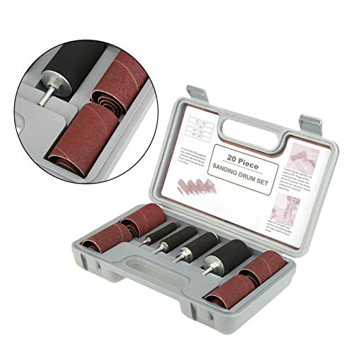 20-Piece Drum Sander Kit with Case - Spindle Sanding Drum Accessories for Drill Press, Woodworking & Knife Sharpening | Perfect for DIY Projects, Furniture Refinishing & Tool Maintenance