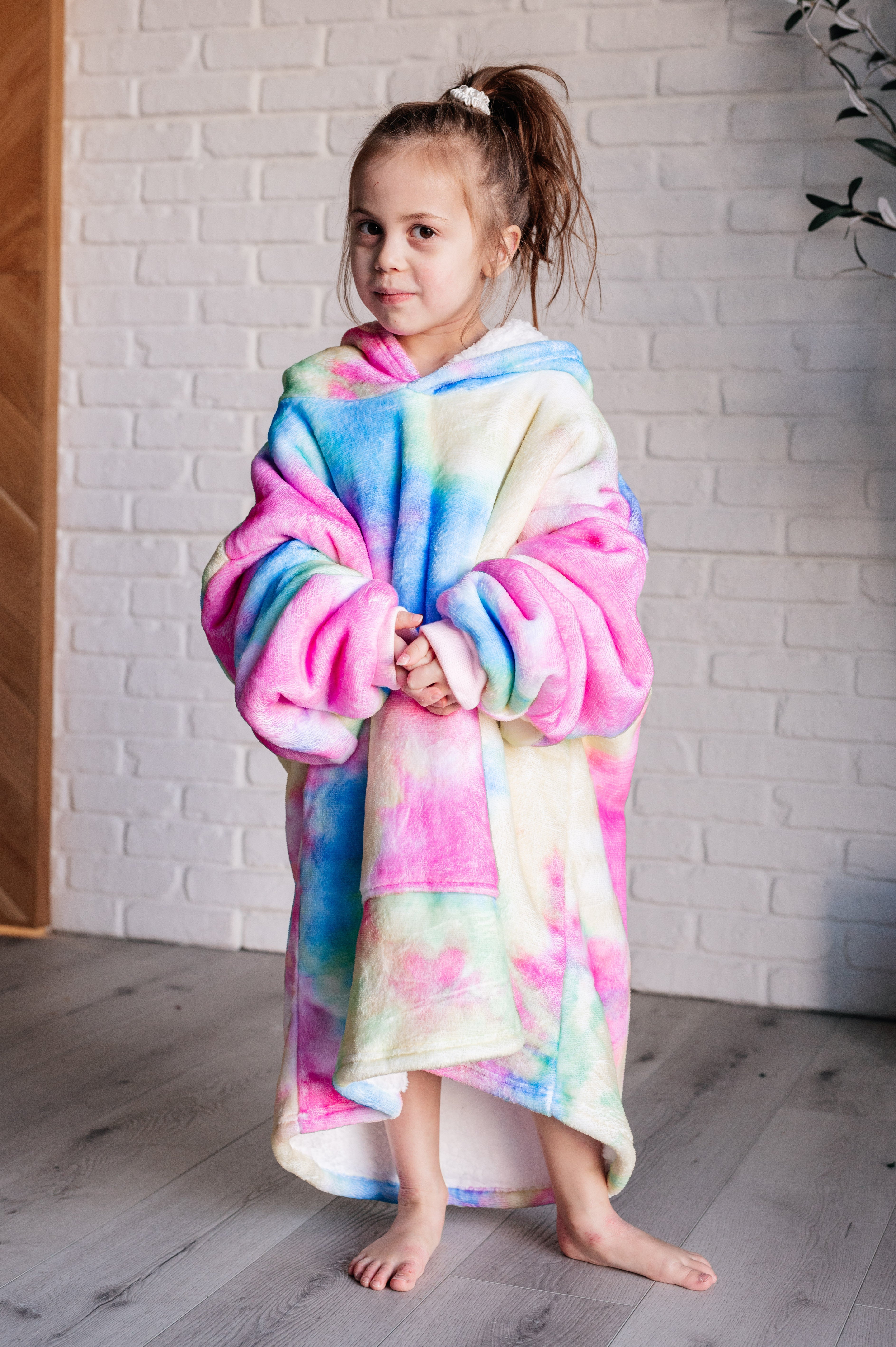Kids Oversized Hoodie Blanket - Rainbow Color Cozy Wearable Blanket for Boys & Girls | Perfect for Lounging, Movie Nights & Sleepovers