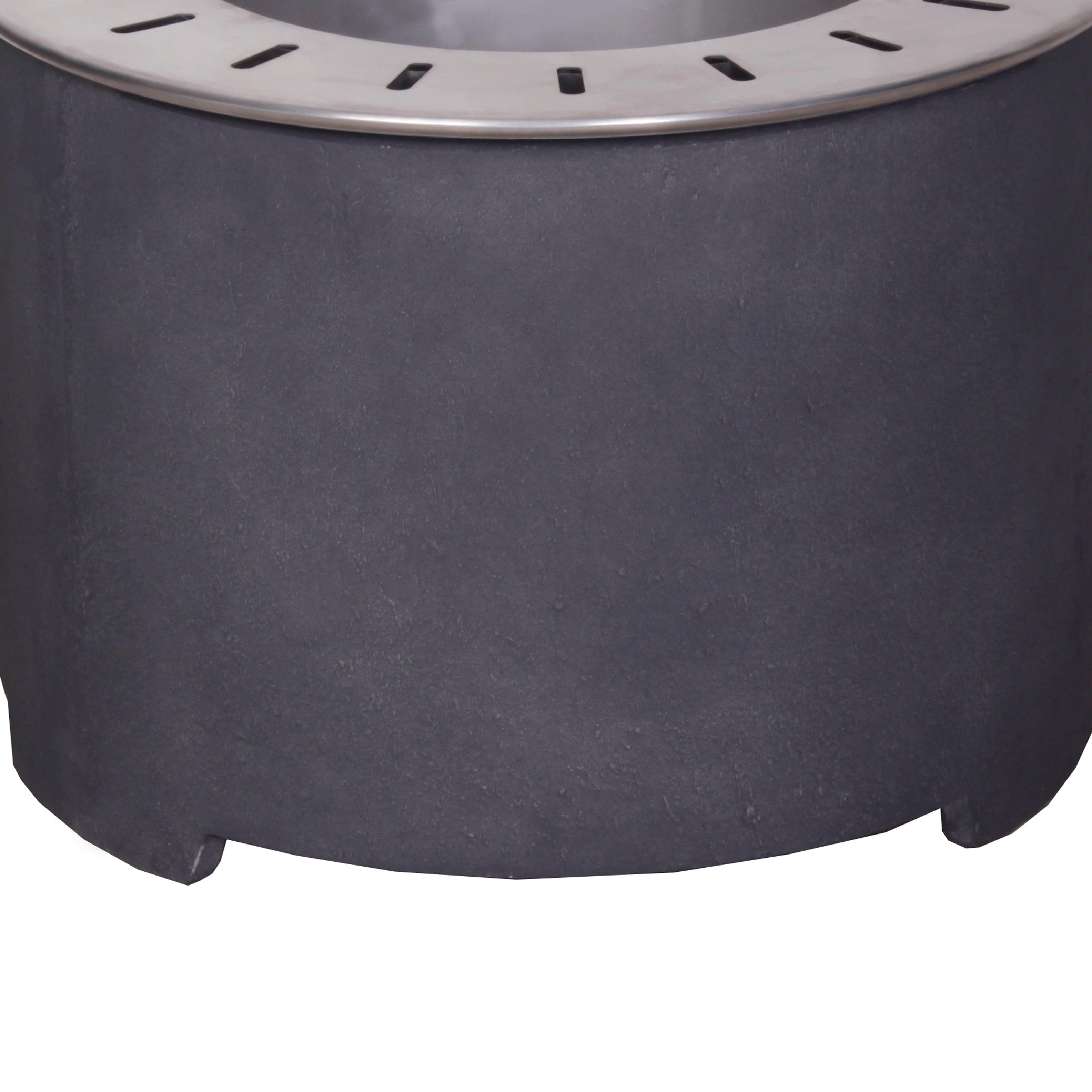 Dark Grey Faux Concrete Smokeless Fire Pit - Wood Pellet, Twig & Wood Burning Outdoor Fire Bowl for Patio, Backyard, Garden & Camping (Perfect for Gatherings, Relaxation & Ambience)