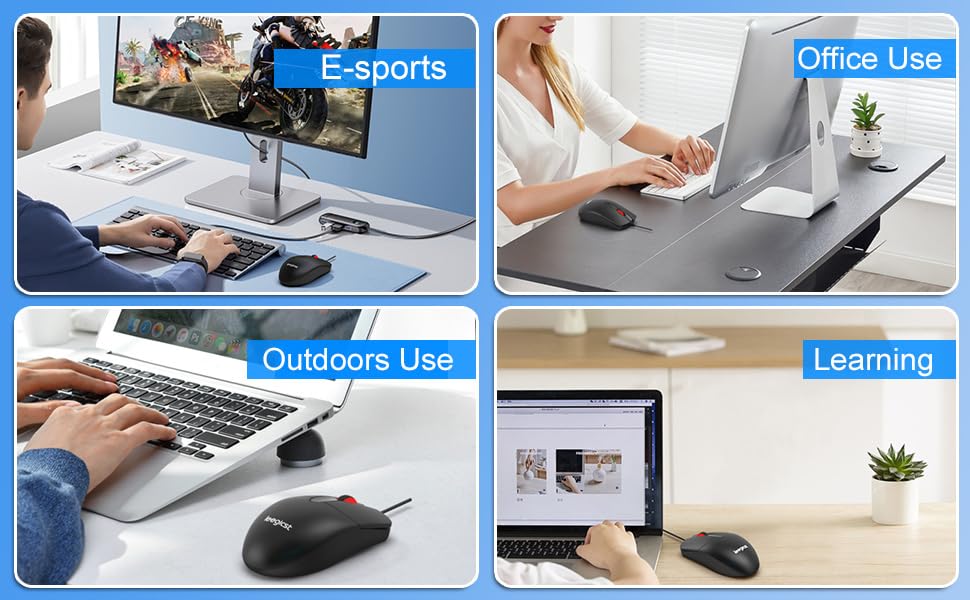 Premium M102 Wired USB Optical Mouse - 1000 DPI, 3-Button Ergonomic Design for PC, Laptop, MacBook & Chromebook | Comfort Grip Ambidextrous Mouse for Office, Gaming & Home Use | Black Modern Computer Mouse