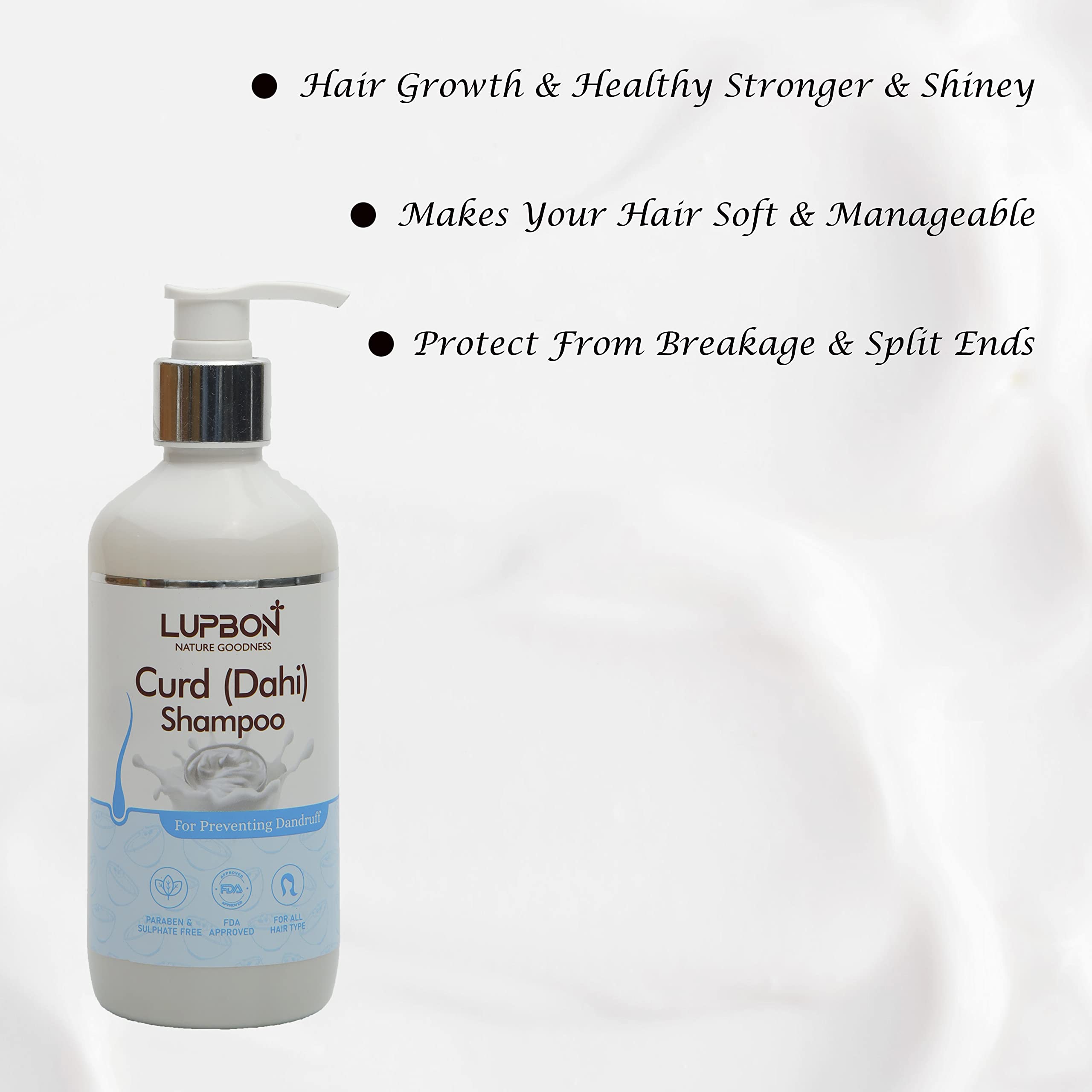 LUPBON Anti-Dandruff Curd Shampoo - 300ml for Dry & Itchy Scalp | Gentle Hair Cleanser for Men & Women | Perfect for Daily Use & Scalp Care