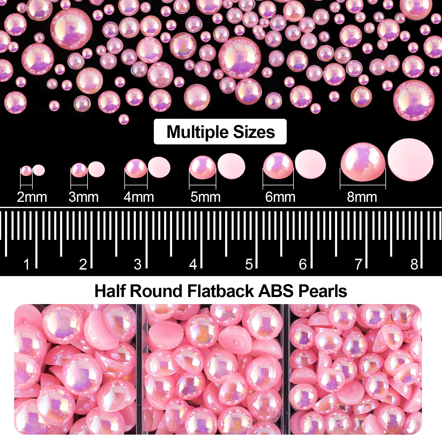 4000PCS Flatback Rhinestones & Half Round Pearls Kit - Multi Size Clear Glass & AB Crystals with Pink AB Dome Beads, Includes Pickup Pencil & Tweezer for Nail Art, DIY Jewelry Making, Scrapbooking & Craft Projects