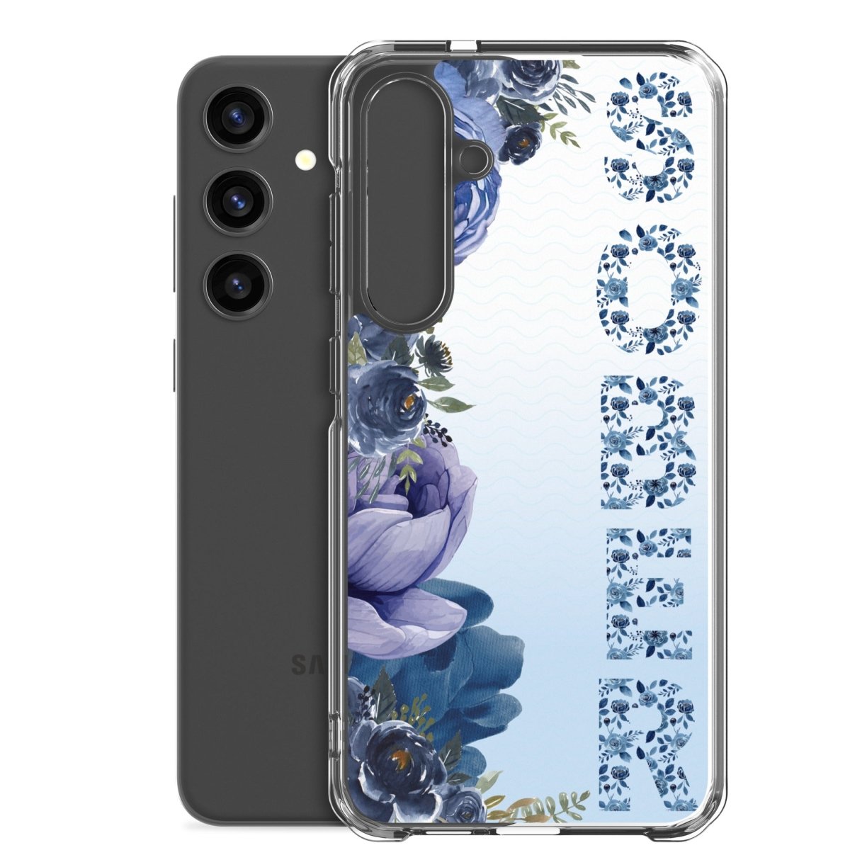 SOBER Moody Chinoiserie Samsung Phone Case - Clear Deep Floral Design Protective Cover for Galaxy S23/S22/S21 - Perfect for Women's Fashion & Home Decor Style