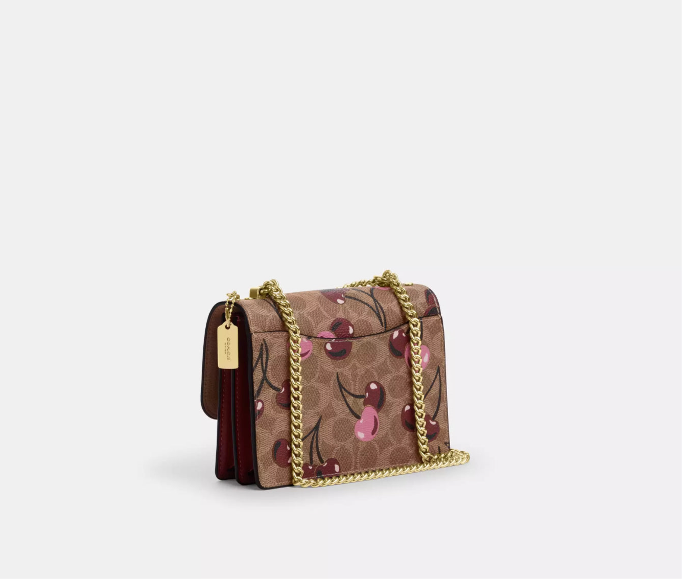NWT Coach Mini Klare Crossbody Bag in Signature Canvas & Leather Cherry Print - Stylish and Compact Purse for Women, Perfect for Everyday Use, Travel, and Casual Outings