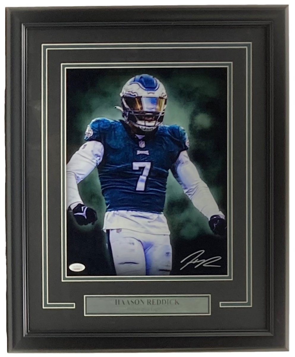 Haason Reddick Autographed Framed 11x14 Philadelphia Eagles Photo with JSA COA - Perfect for Eagles Fans, Sports Memorabilia Collectors & Man Cave Decor