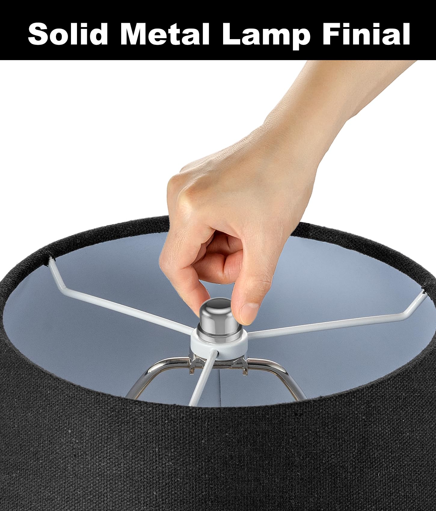 8 Inch Heavy Duty Lamp Harp Set of 2 - Silver Lamp Harp Holder with Finial Caps, 3/8 Standard Saddle & E26 Base for Table & Floor Lamps - Perfect for Living Room, Bedroom & Office Lighting Decor