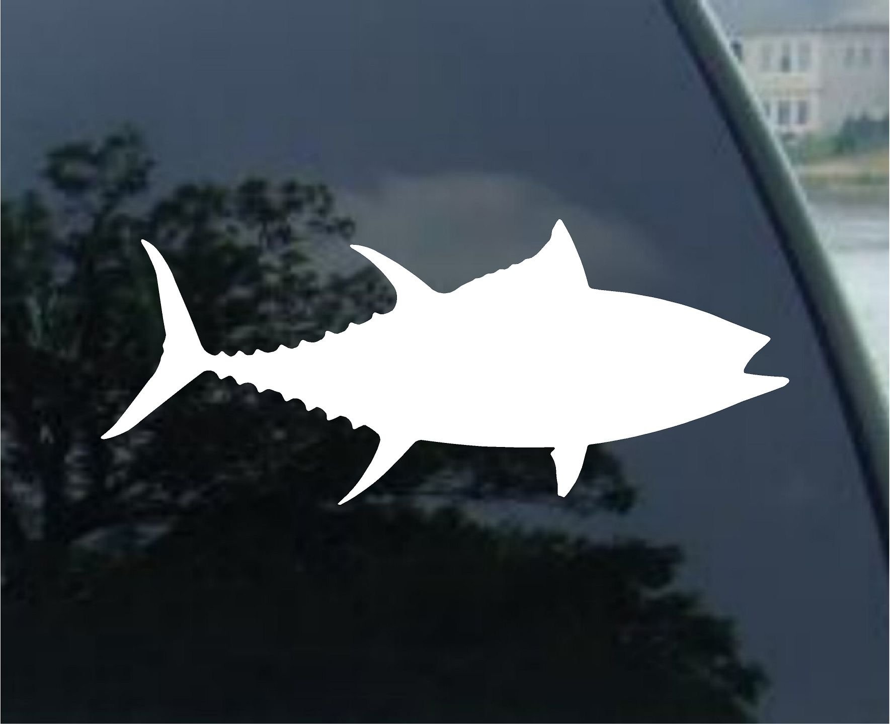 Ranger Bigeye Tuna Fish Decal Sticker - 6 Inch White Vinyl Waterproof Sticker for Coolers, Laptops, Cars & Marine Use