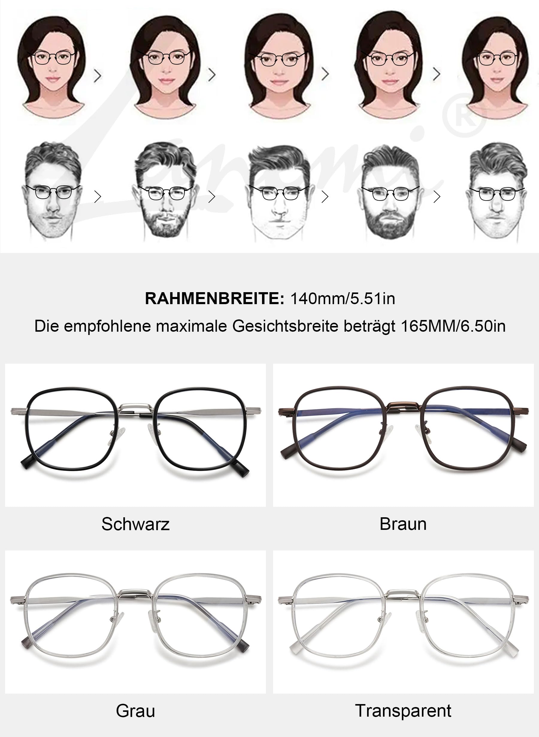 Blue Light Blocking Glasses for Women & Men - TR90 Square Frame Computer Glasses, Anti Eye Strain, Non-Prescription, Lightweight - Perfect for Office Work, Gaming & Screen Time