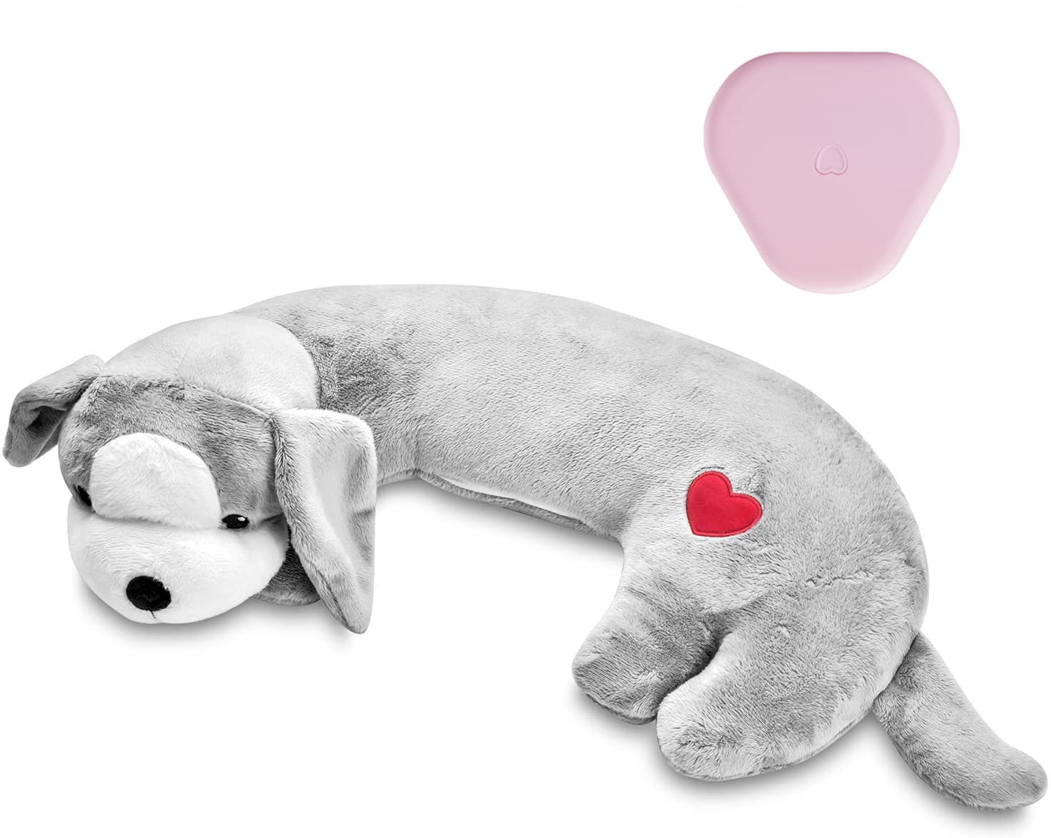 Calming Heartbeat Toy for Dogs - Anxiety Relief & Behavioral Training Aid - Soft Plush Grey Puppy Toy for Stress Relief, Separation Anxiety, and Comfort - Perfect for Puppies, Adult Dogs, and Travel Use
