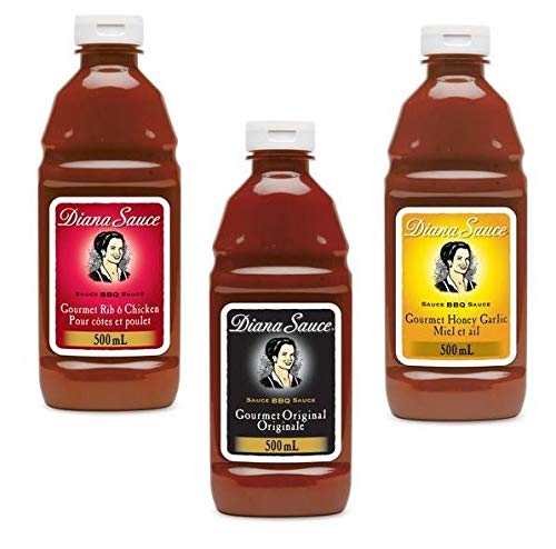 4-Pack Diana Sauce Set - Original, Honey Garlic, Chicken & Rib Flavors (Imported from Canada) | Perfect for Grilling, BBQ, Wings & Ribs