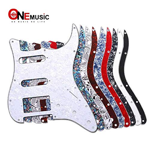 3-Ply 11-Hole Multi-Color Guitar Pickguard - Anti-Scratch Plate for ST FD Electric Guitar (Black-White) | Replacement Part for Guitar Repair & Customization