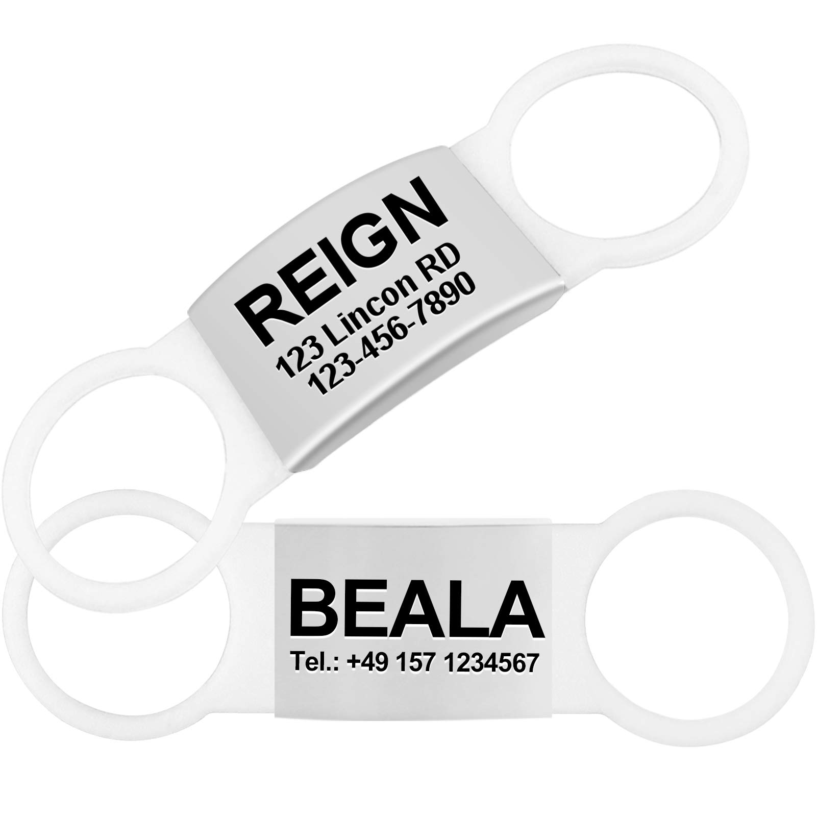 TagME 2 Pack Personalized Engraved Dog Tags - No Jingle Slide Pet ID Tags for Small Medium Large Dogs & Cats | Perfect for Puppy Training, Pet Safety & Travel Identification