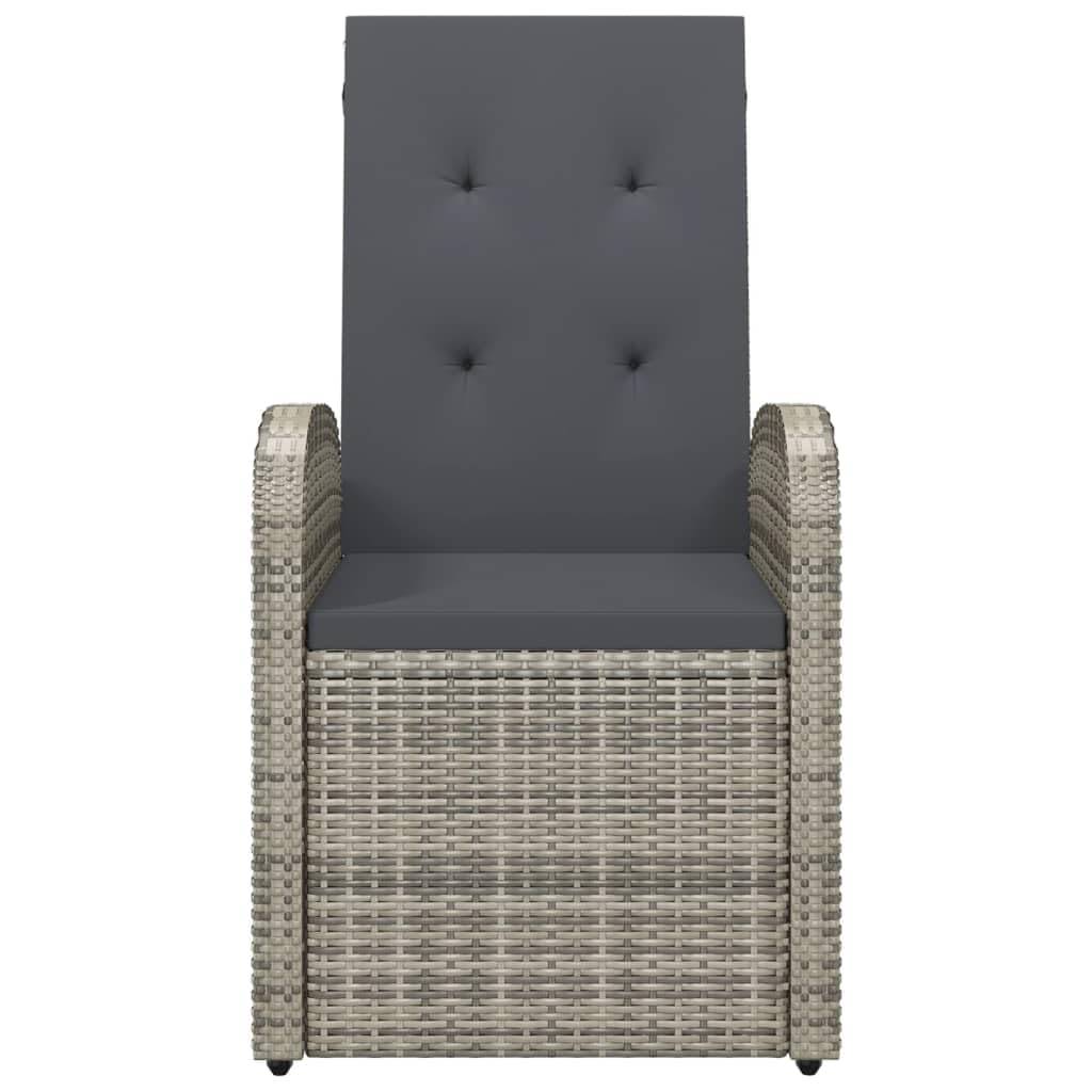 2-Piece Gray Poly Rattan Reclining Patio Chairs Set with Cushions - Outdoor Lounge Furniture for Poolside, Garden & Backyard Relaxation