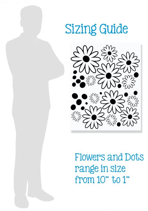 Floral Wall Stickers - Flowers & Dots Decal Set (28pc, 10