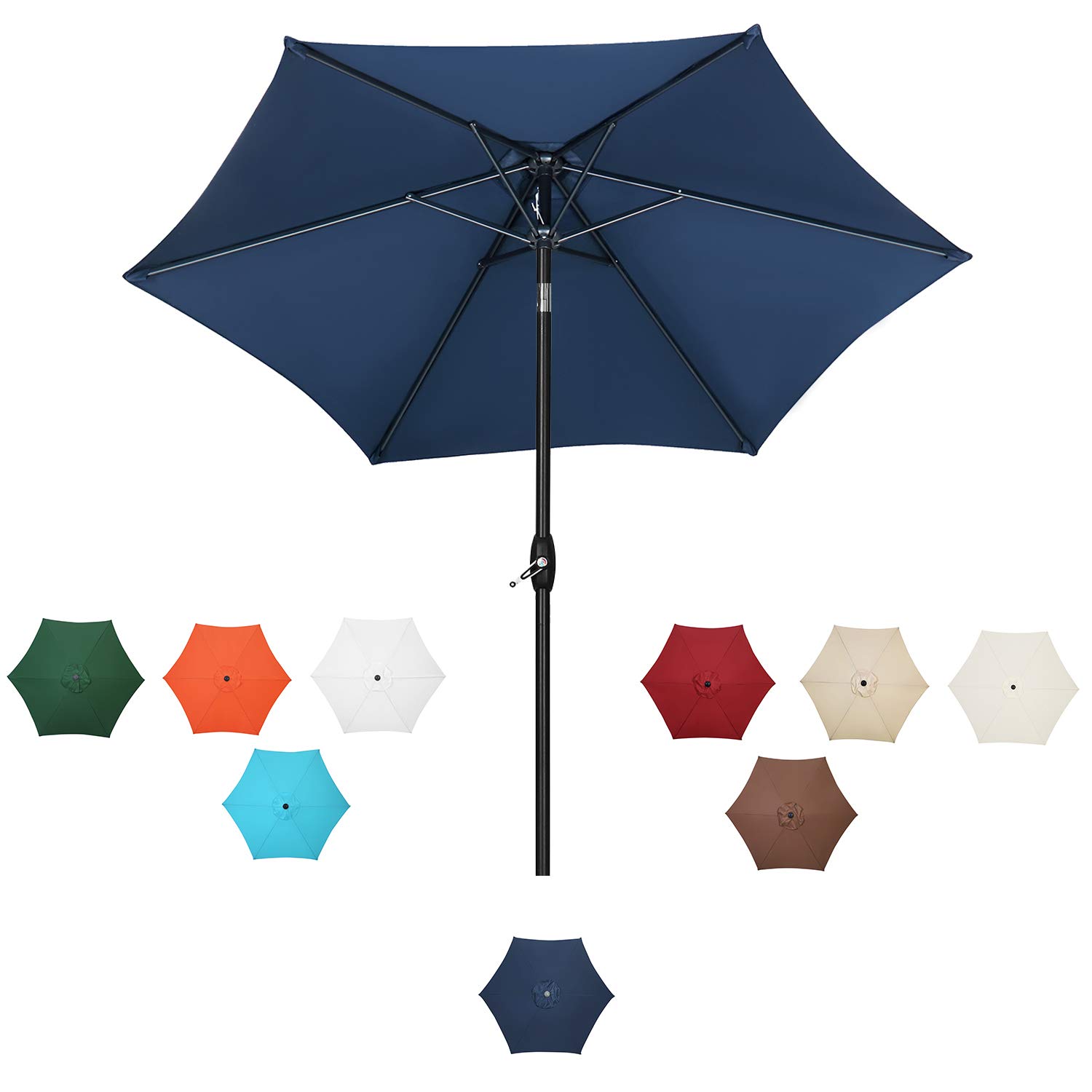 9ft Outdoor Patio Umbrella with Tilt Function & 6 Sturdy Ribs - Perfect for Poolside, Garden, Backyard and Outdoor Dining Areas