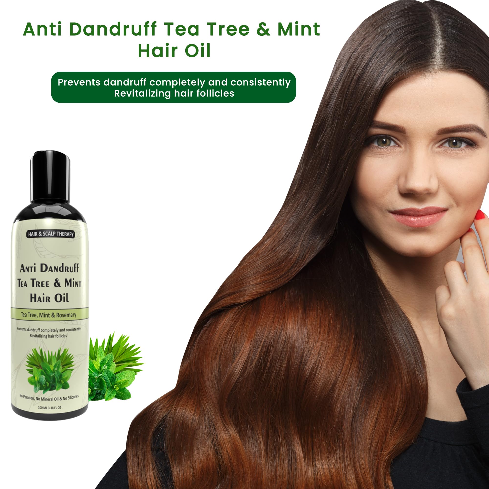 Manarya Sun's Heart Anti Dandruff Tea Tree & Mint Hair Oil 100ml - Natural Scalp Treatment for Dry Itchy Scalp & Hair Growth - Perfect for Daily Hair Care & Scalp Massage