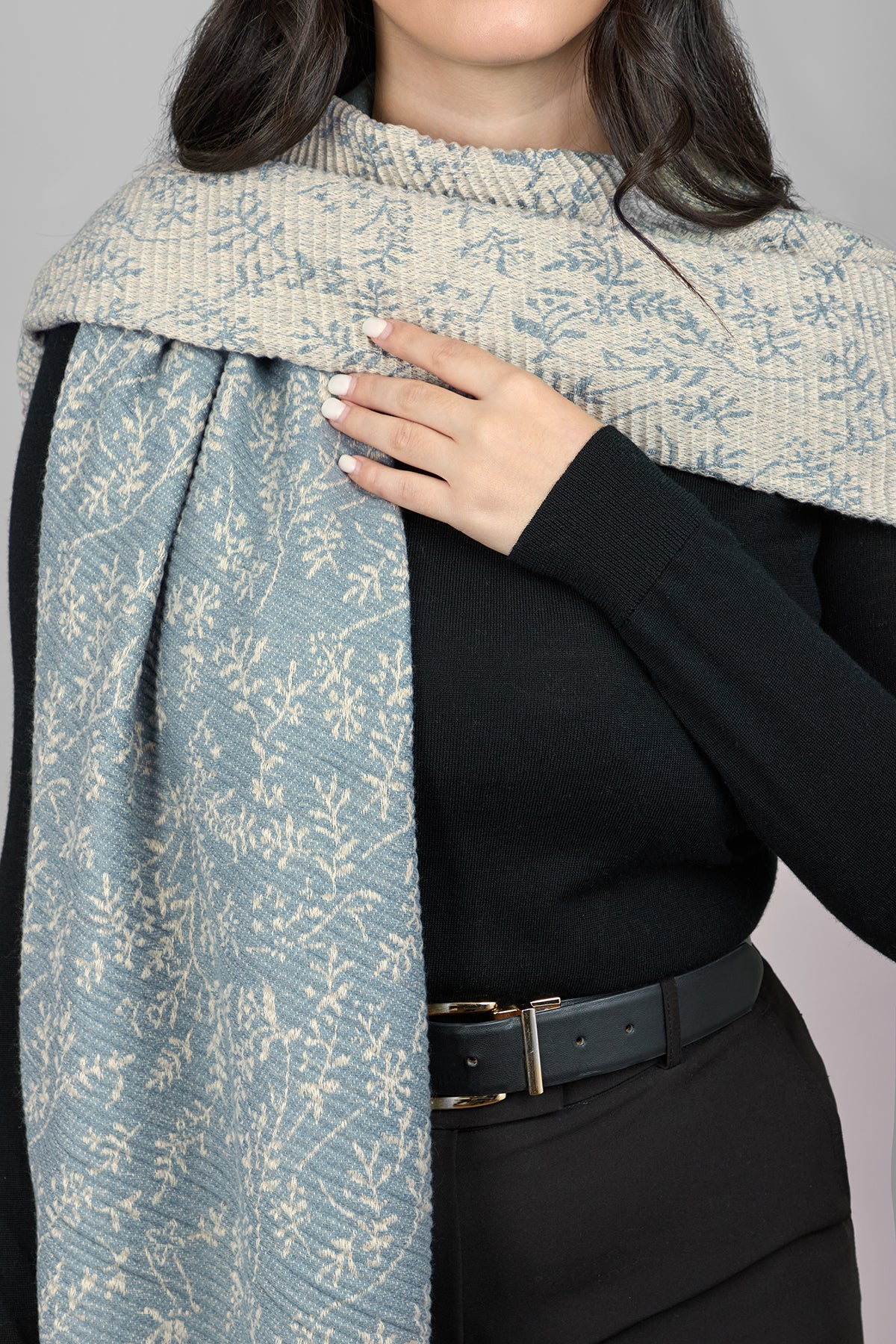 Floral Crinkle Reversible Winter Scarf - Soft & Warm Fashion Accessory for Women - Perfect for Cold Weather, Office Wear & Holiday Outfits