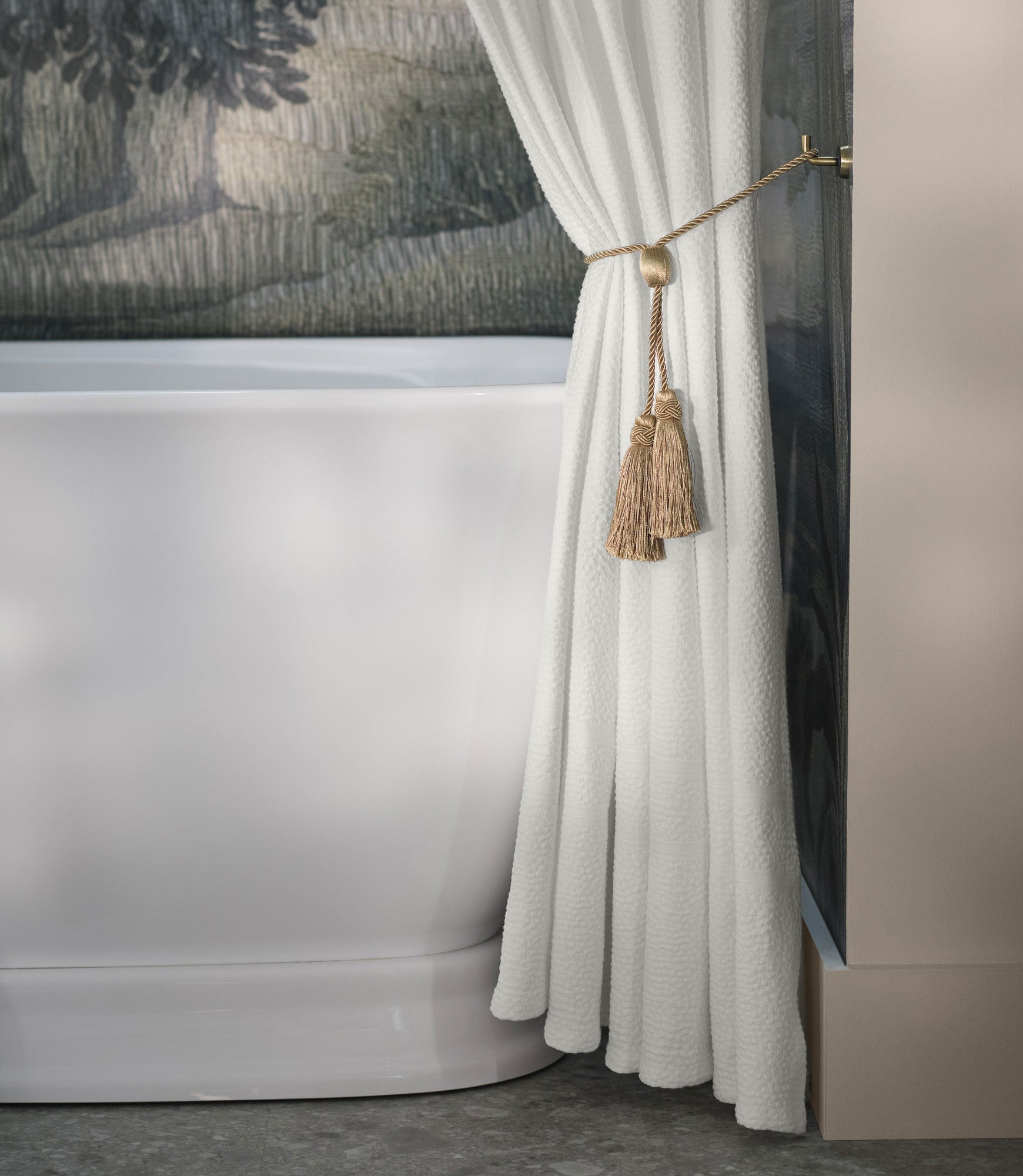 Montauk Matelassé Shower Curtain - Luxury Bathroom Decor, Waterproof & Wrinkle-Resistant Fabric for Elegant Home & Hotel Use