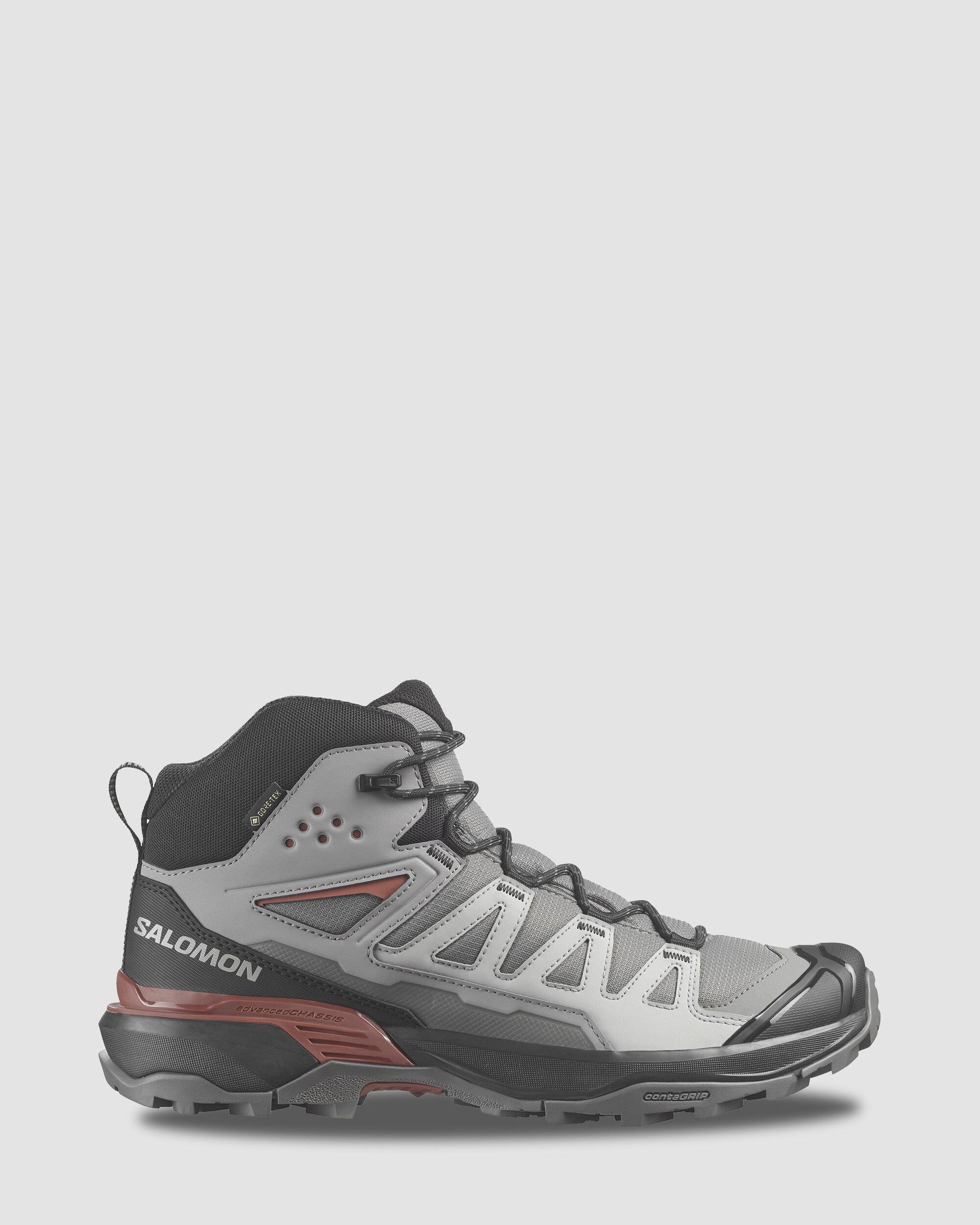Salomon X Ultra 360 Mid GTX Waterproof Hiking Boots for Men - Lightweight & Durable Outdoor Shoes for Trekking & Backpacking (Pewter/Black/Burnt Henna) - Perfect for Mountain Trails & All-Day Adventures