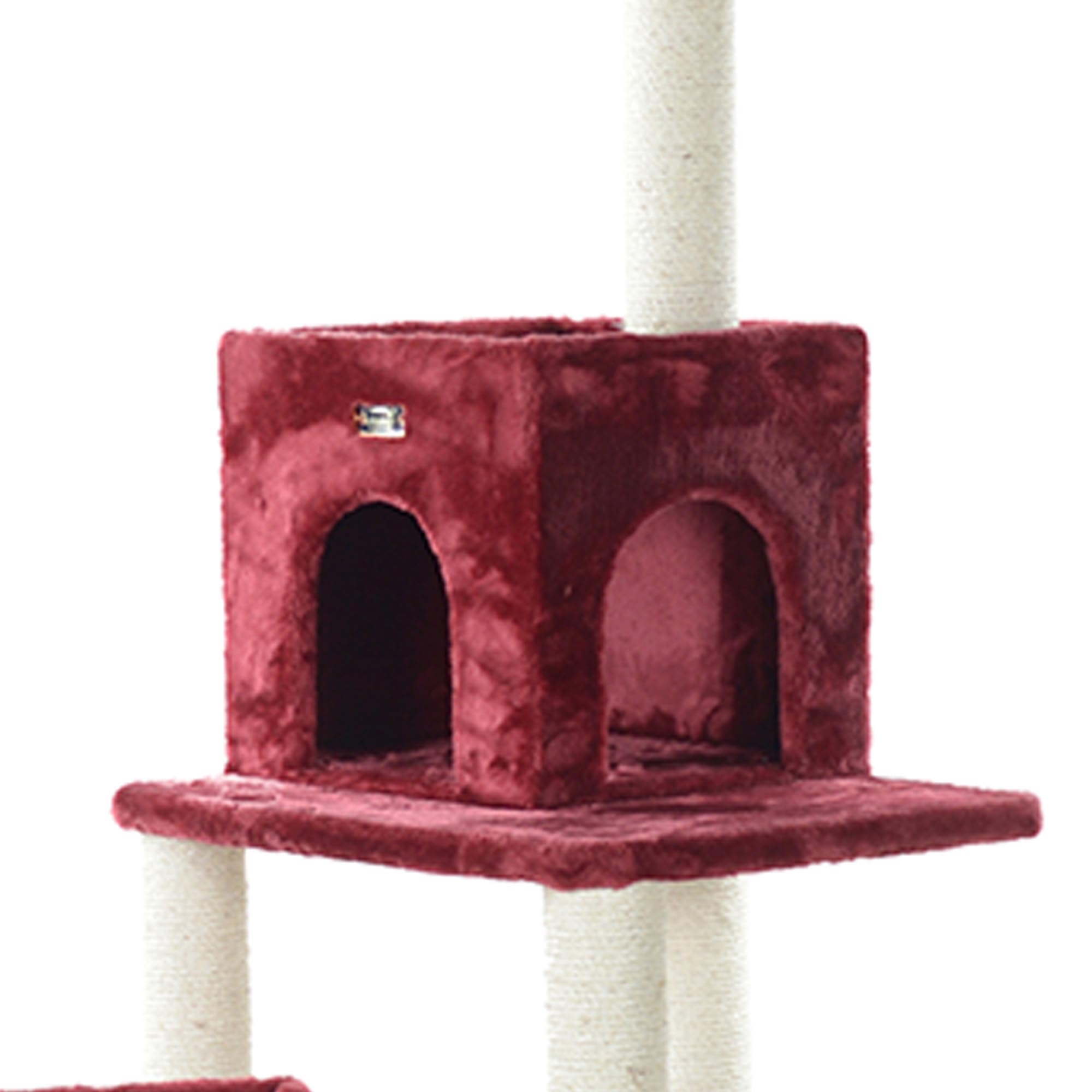 Armarkat Real Wood Cat Tower with Ultra Thick Faux Fur - 60 Inch Cat Condo House for Large Cats, Burgundy (Model A6902B) - Perfect for Indoor Climbing, Scratching & Lounging