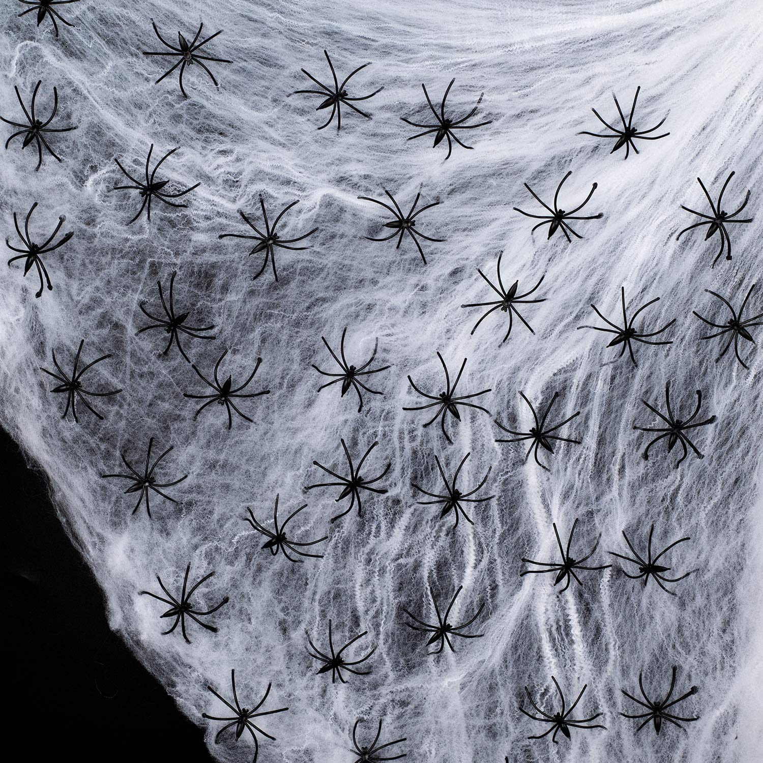 DearHouse 1100 sqft Halloween Stretch Spider Webs - Indoor & Outdoor Spooky Decor with 60 Realistic Fake Spiders | Perfect for Halloween Party, Haunted House, Yard & Window Decorations