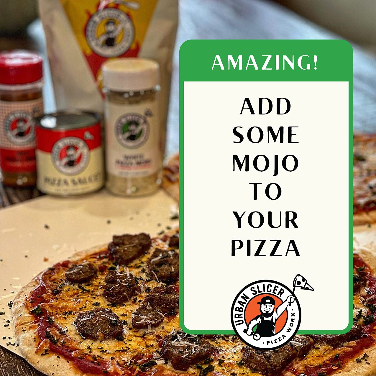 Urban Slicer Pizza Worx - Premium Red Pizza Seasoning Blend - Extraordinary Italian Spices - 4.7 oz Bottles (2-Pack) - Perfect for Homemade Pizza, Pasta & Garlic Bread