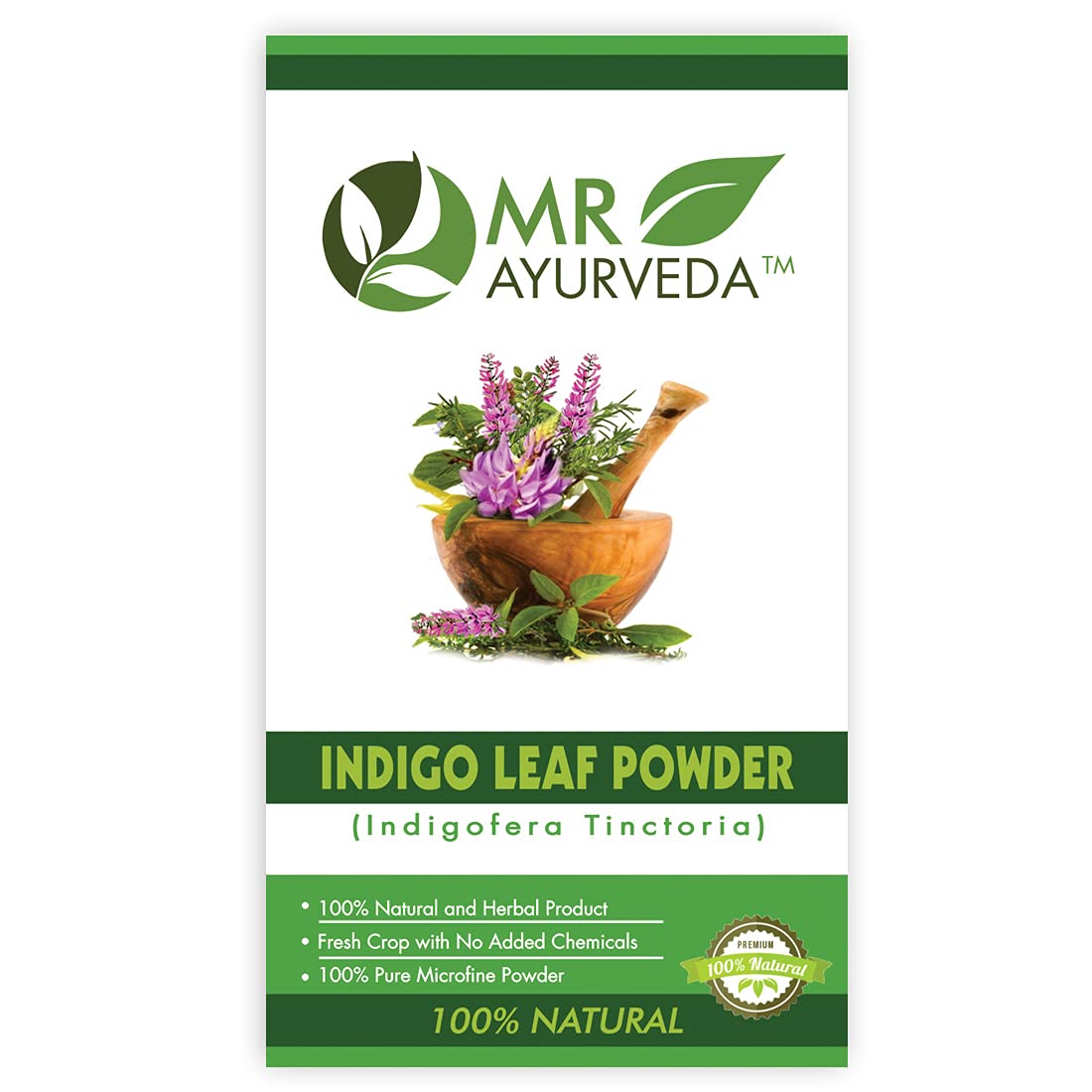 MR Ayurveda 100% Organic Indigo Powder, Henna Powder & Neem Powder - 3-Pack (100g Each) for Natural Hair Dye, Skin Care & Ayurvedic Remedies - Perfect for DIY Beauty & Holistic Wellness