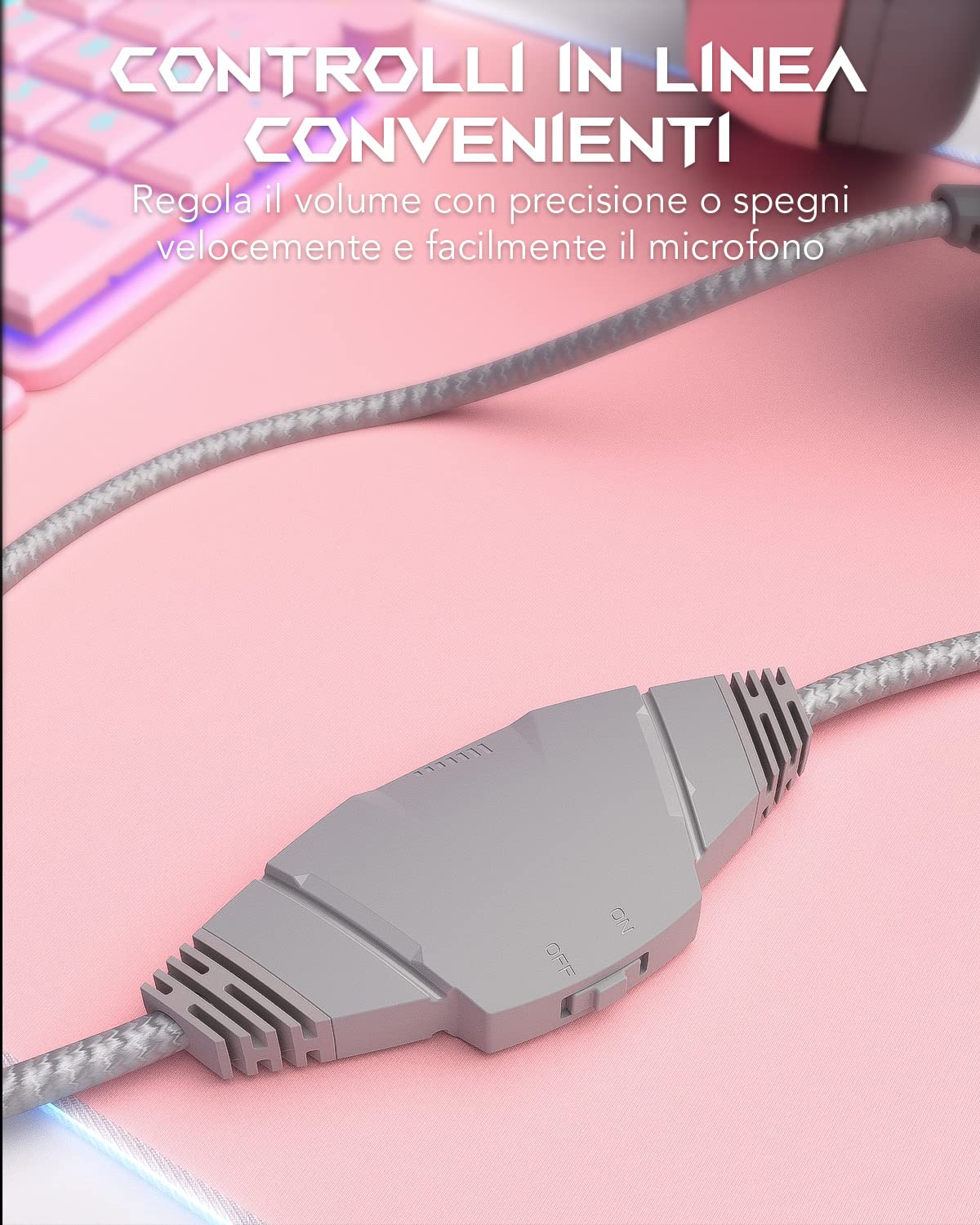 Black Shark Gaming Headset for PC, PS4, PS5, Xbox, Switch - 50mm Dynamic Drivers, Flexible Noise-Canceling Mic, Soft Ear Cushions, In-Line Controls (Pink) - Perfect for Competitive Gaming, Streaming & Online Chat