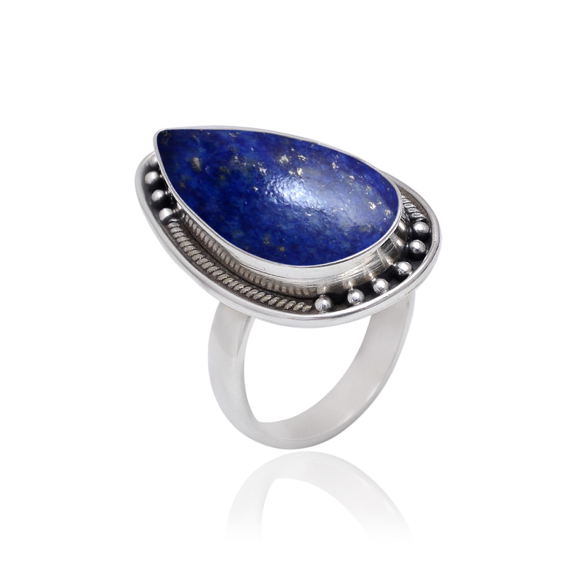 Veracity Jewelry Lapis Lazuli Rings for Women - 925 Sterling Silver Handmade Gemstone Rings - Natural Blue Lapis Lazuli Jewelry (VSR-193) - Perfect for Weddings, Gifts & Everyday Elegance
