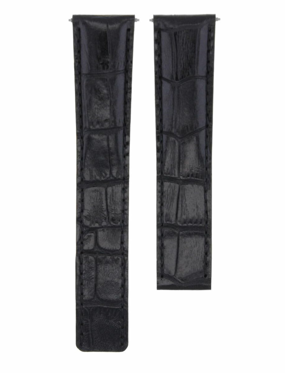 18mm Genuine Leather Watch Band Strap - Compatible with Cartier Tank Deployment Clasp (18/16mm) - Black Replacement Strap for Men & Women - Perfect for Business, Casual & Formal Occasions