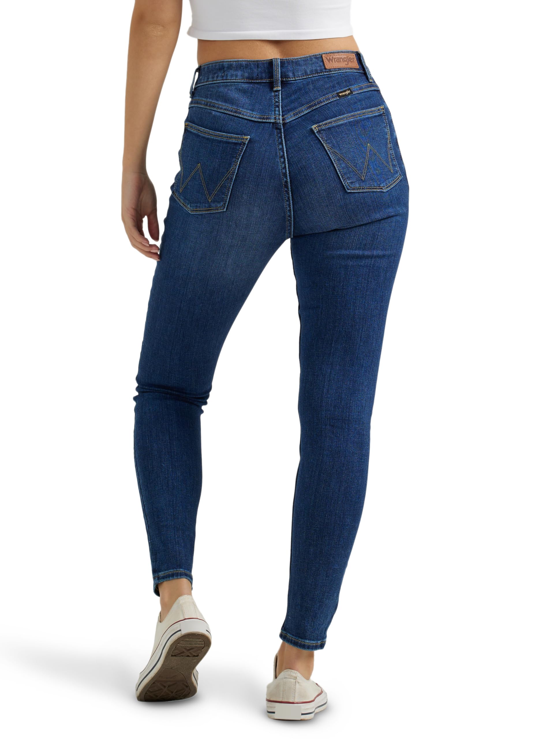 Wrangler Women's High Rise Unforgettable Skinny Jeans - Slim Fit Stretch Denim Pants for Casual Wear & Everyday Outfits