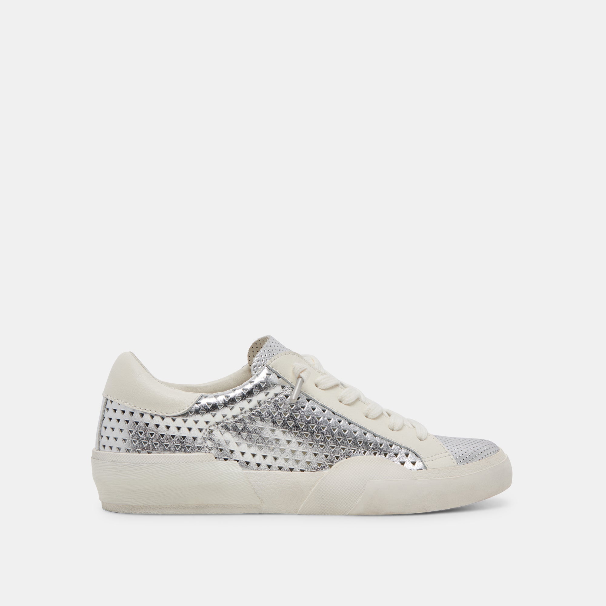 ZINA PERF 360 Sneakers for Women - Silver Leather Athletic Shoes - Lightweight Comfortable Walking & Running Shoes for Gym, Workout & Casual Wear