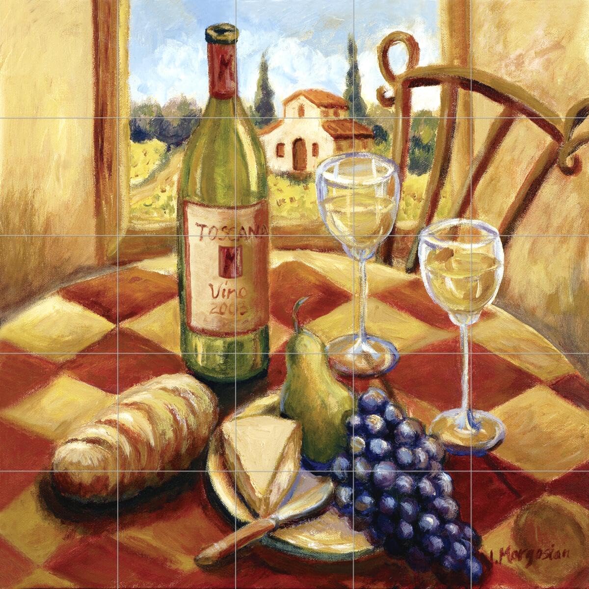 Joanne Margosian Tuscan Luncheon Ceramic Backsplash Tile Mural for Kitchen | Elegant Italian-Inspired Wall Decor for Home & Restaurant Use