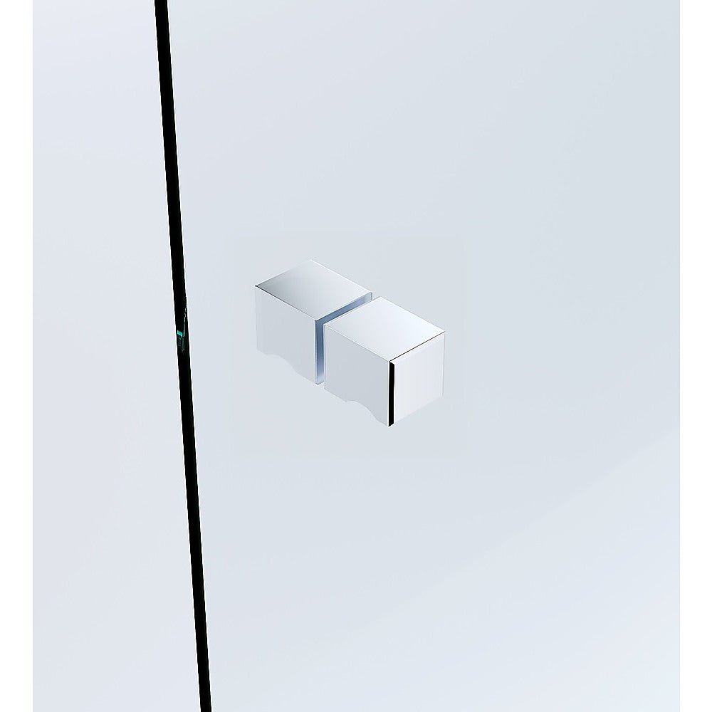 120x70cm Frameless Corner Shower Screen with Chrome Channel & Brass Hinges - Square Knob Handle for Modern Bathroom | Waterproof Glass Enclosure for Walk-In Showers & Bathroom Renovations