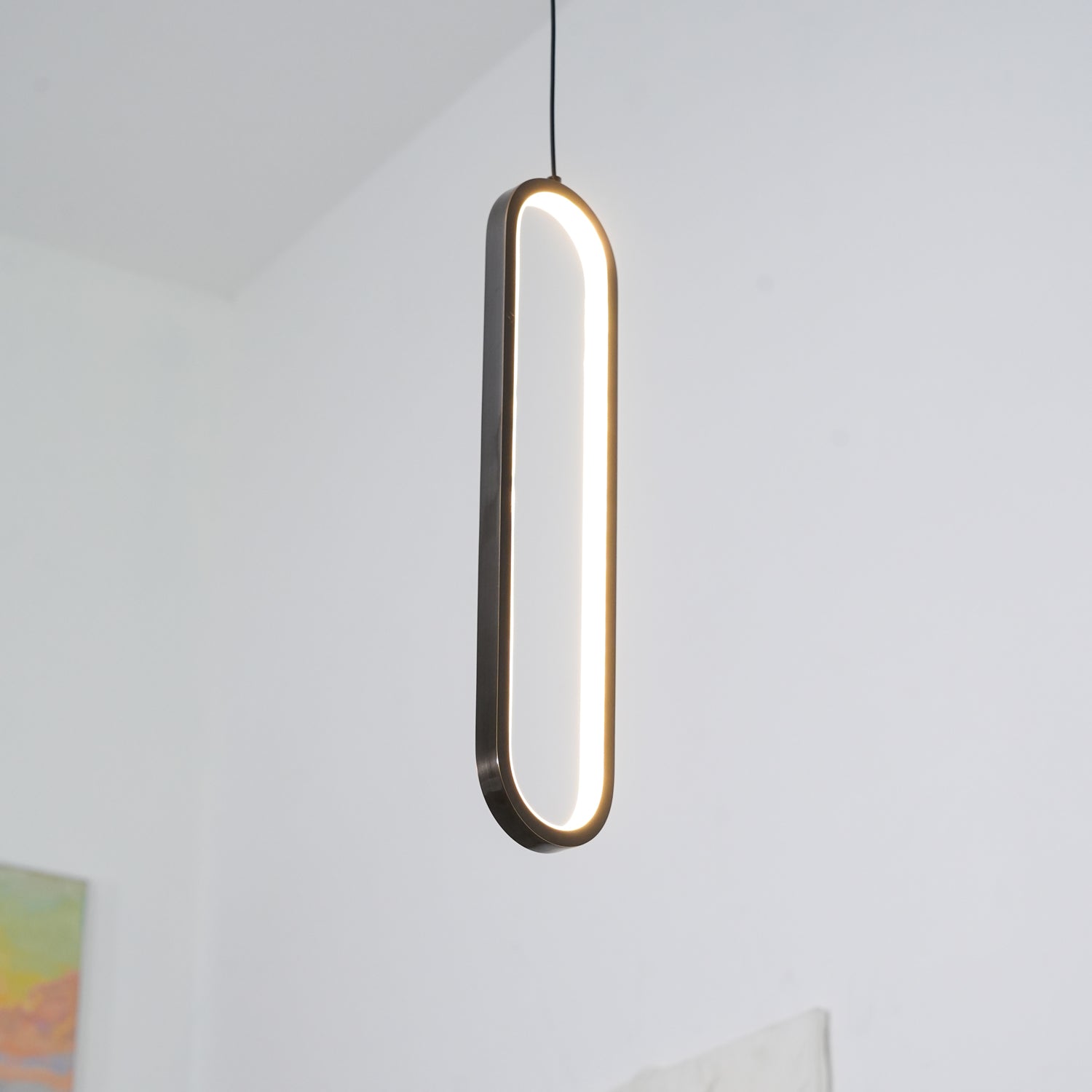 Modern Long Oval LED Pendant Light - Dimmable Hanging Fixture for Kitchen Island, Dining Room & Bedroom Lighting