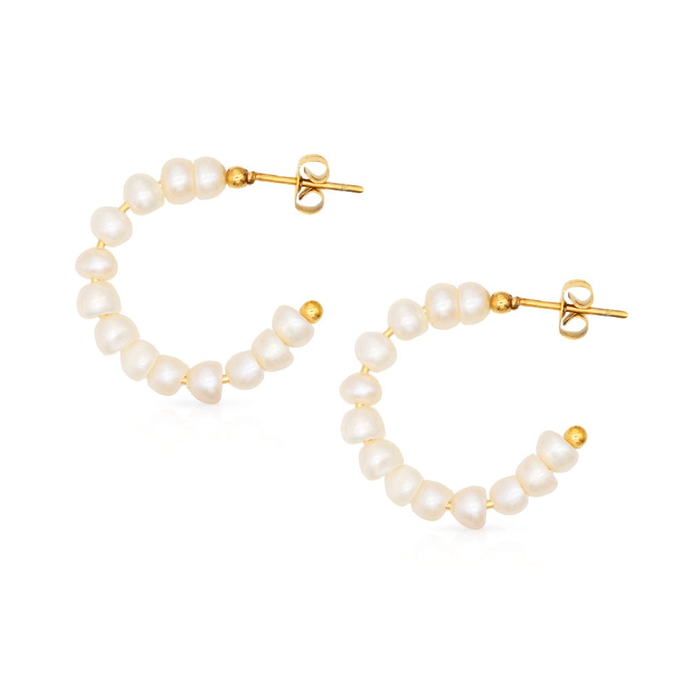 Isola Pearl Hoop Earrings for Women - Elegant 14K Gold Plated Pearl Earrings | Perfect for Weddings, Parties & Everyday Wear